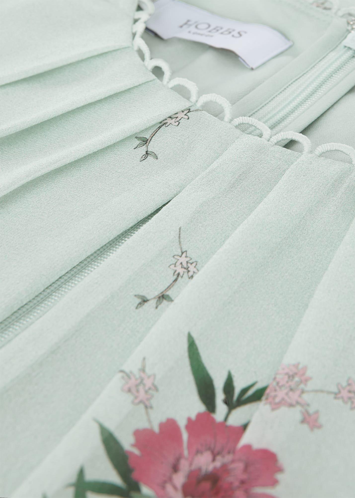 Priya Silk Floral Dress, Sage Green Pink, hi-res