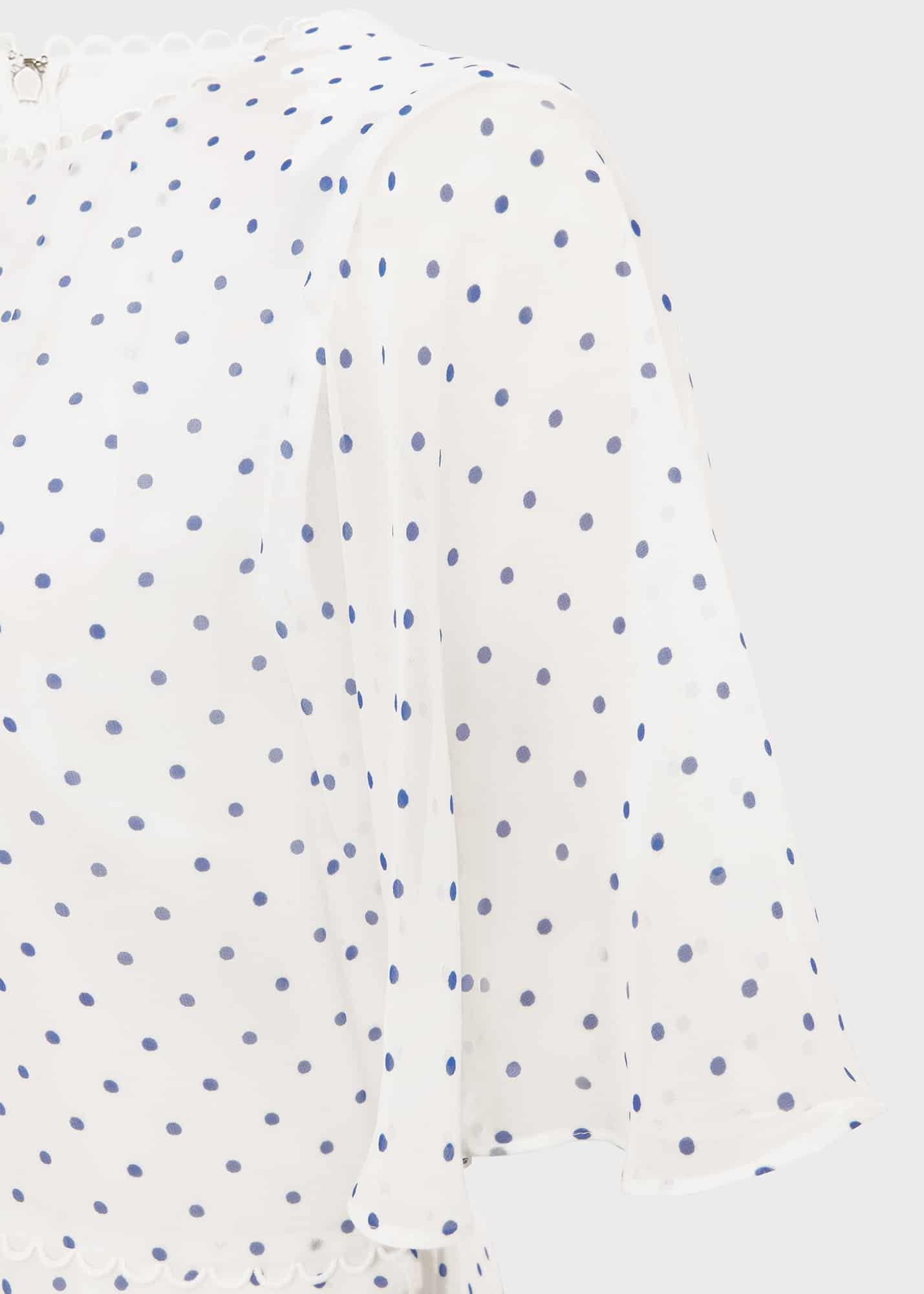 Priya Silk Spot Dress, Ivory Blue, hi-res