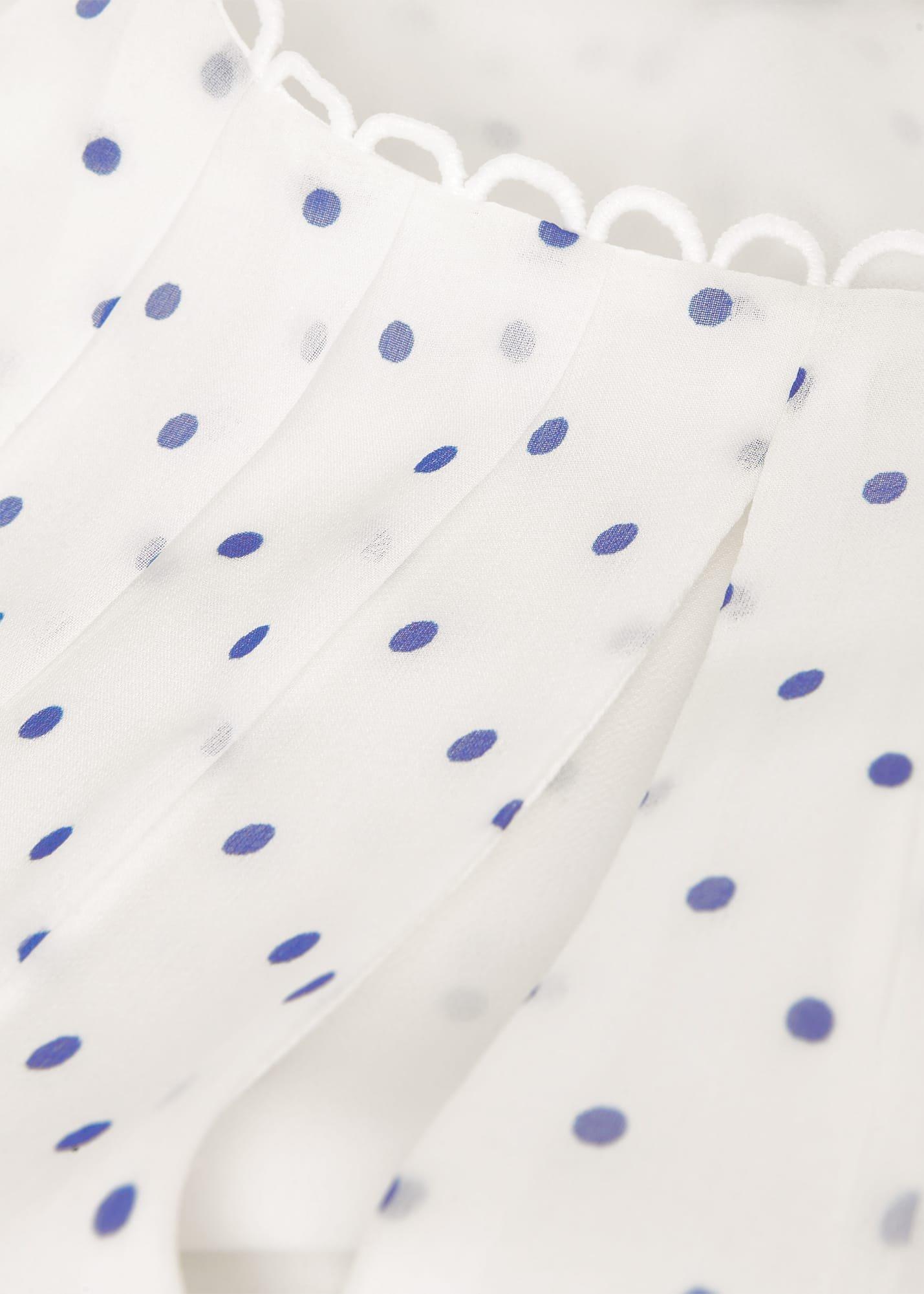 Priya Silk Spot Dress, Ivory Blue, hi-res