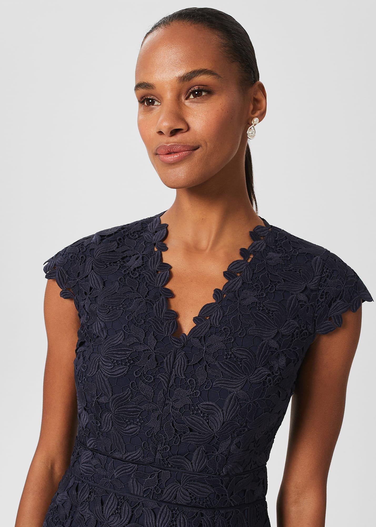 Larissa Lace Shift Dress, Midnight Navy, hi-res