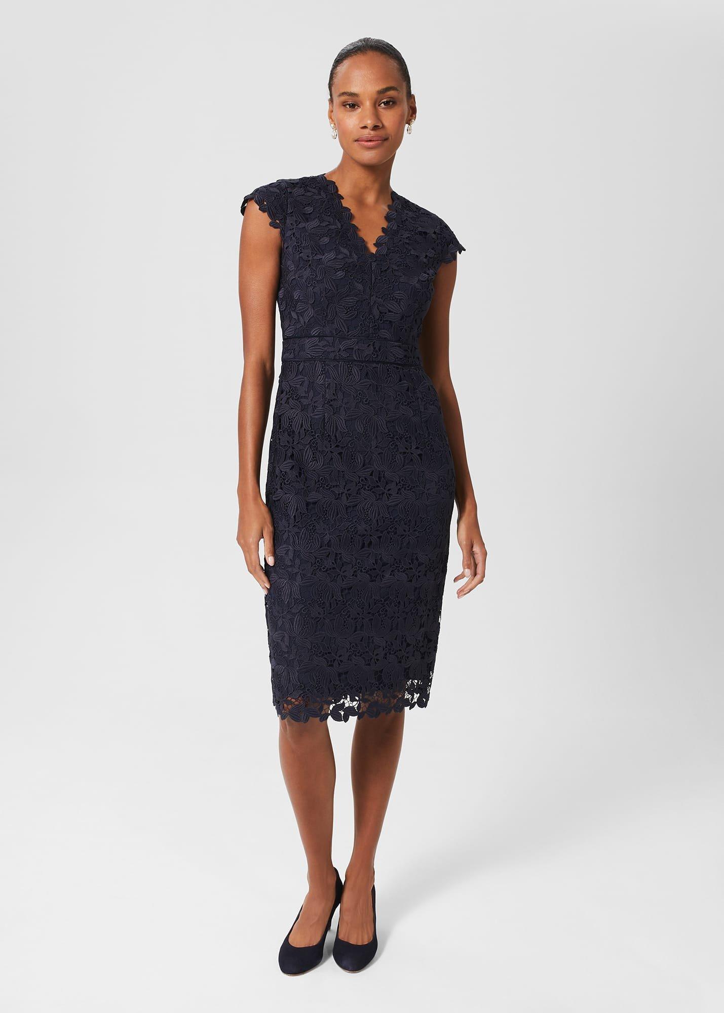 Larissa Lace Shift Dress, Midnight Navy, hi-res