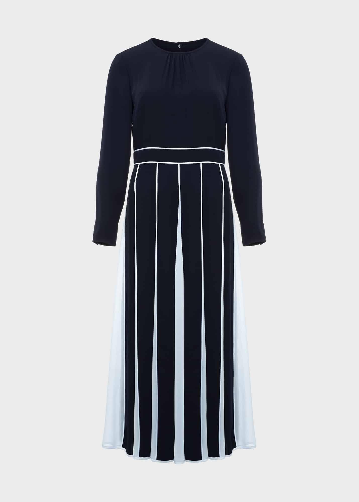 Petite Cecilia Fit And Flare Dress, Navy Pale Blue, hi-res