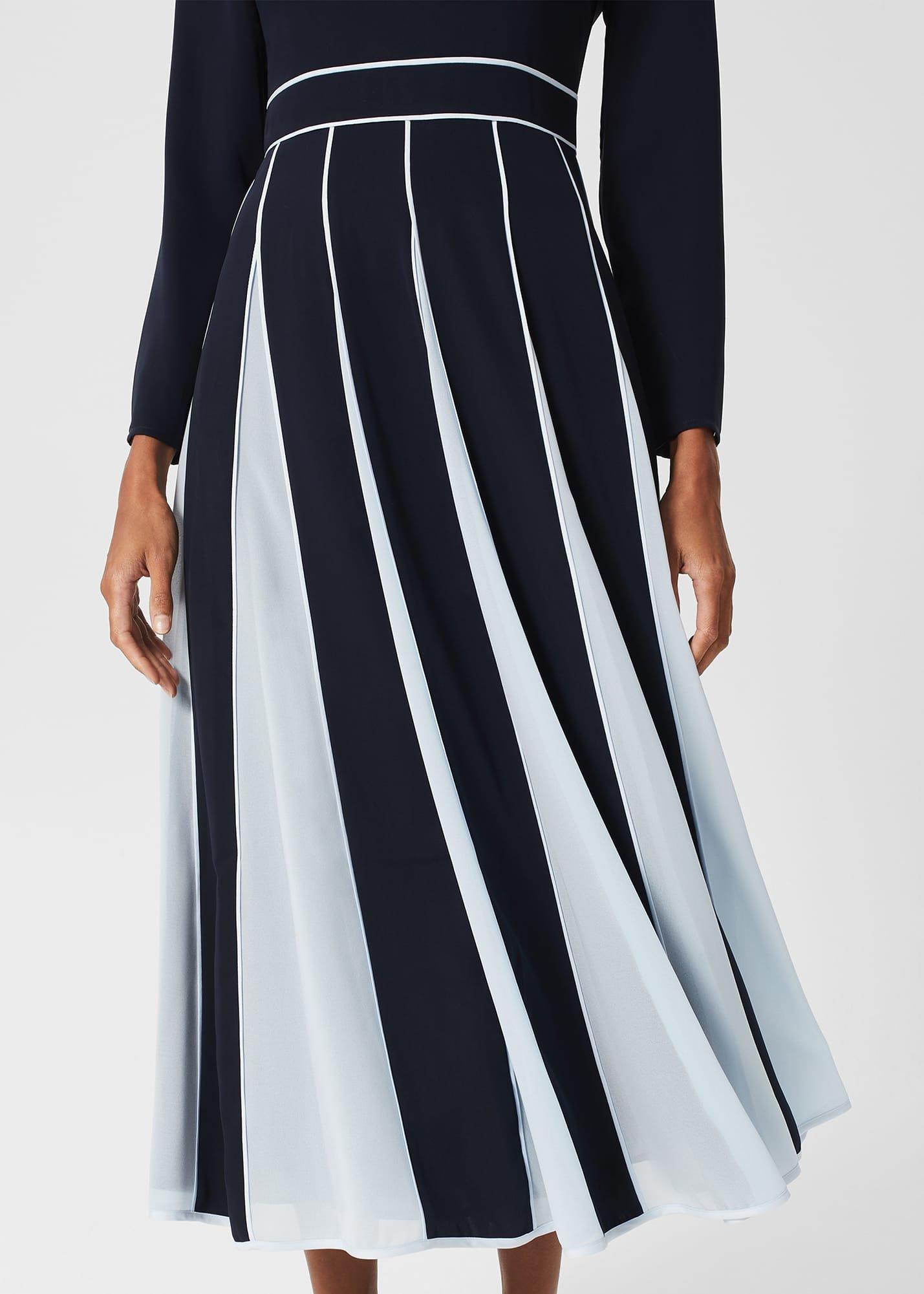 Petite Cecilia Fit And Flare Dress, Navy Pale Blue, hi-res