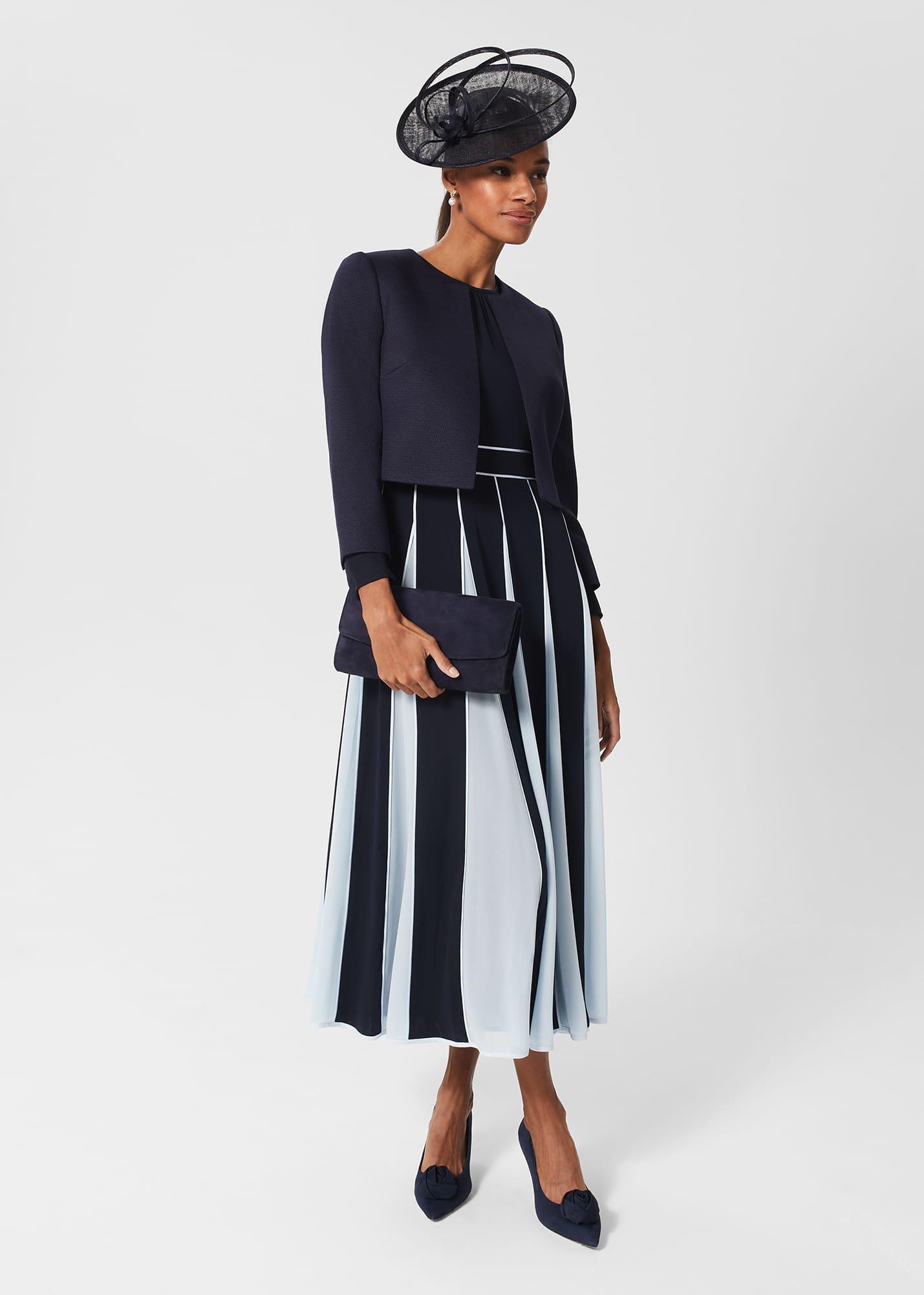 Petite Cecilia Fit And Flare Dress, Navy Pale Blue, hi-res