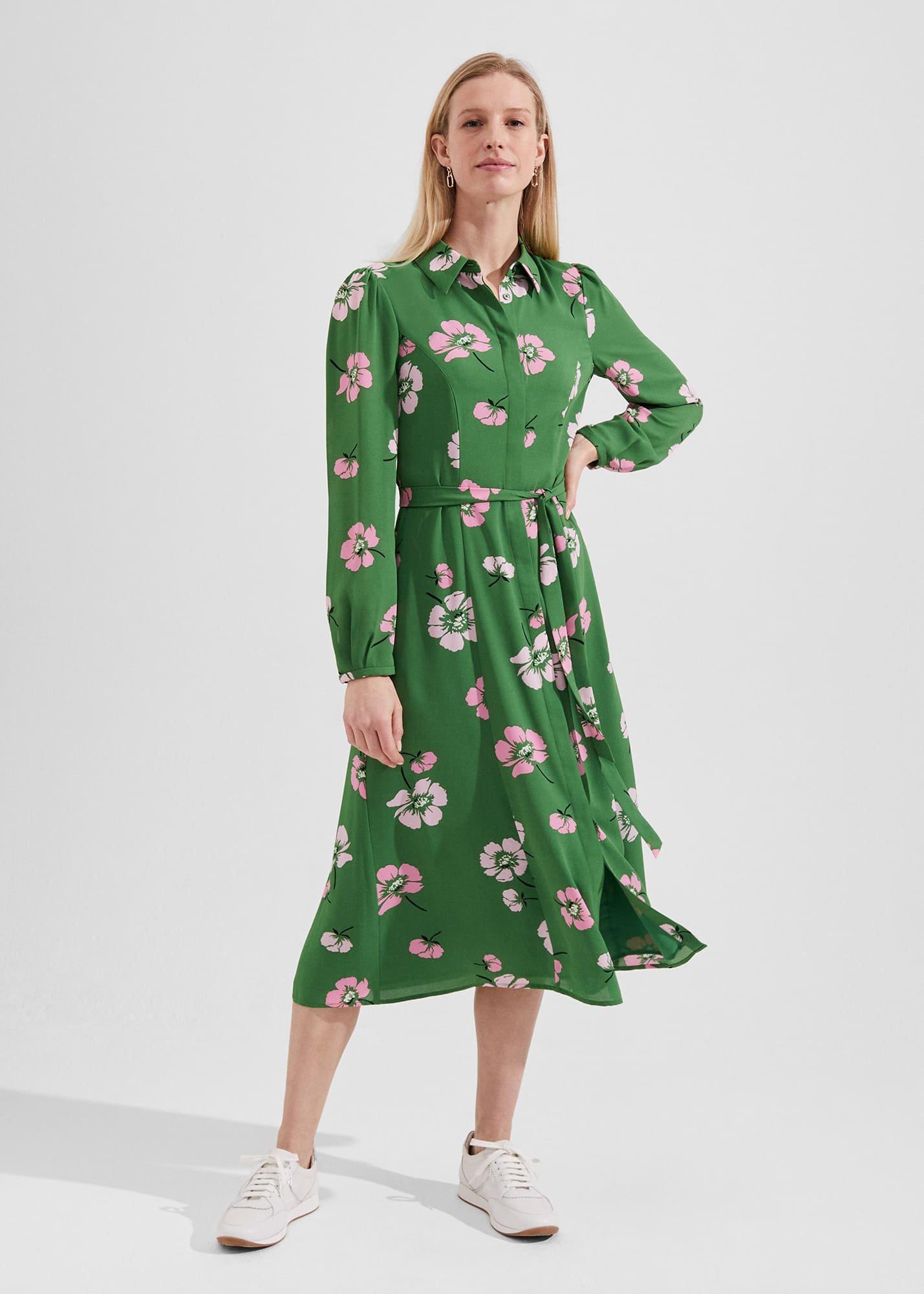 Savannah Shirt Dress, Pea Green Multi, hi-res