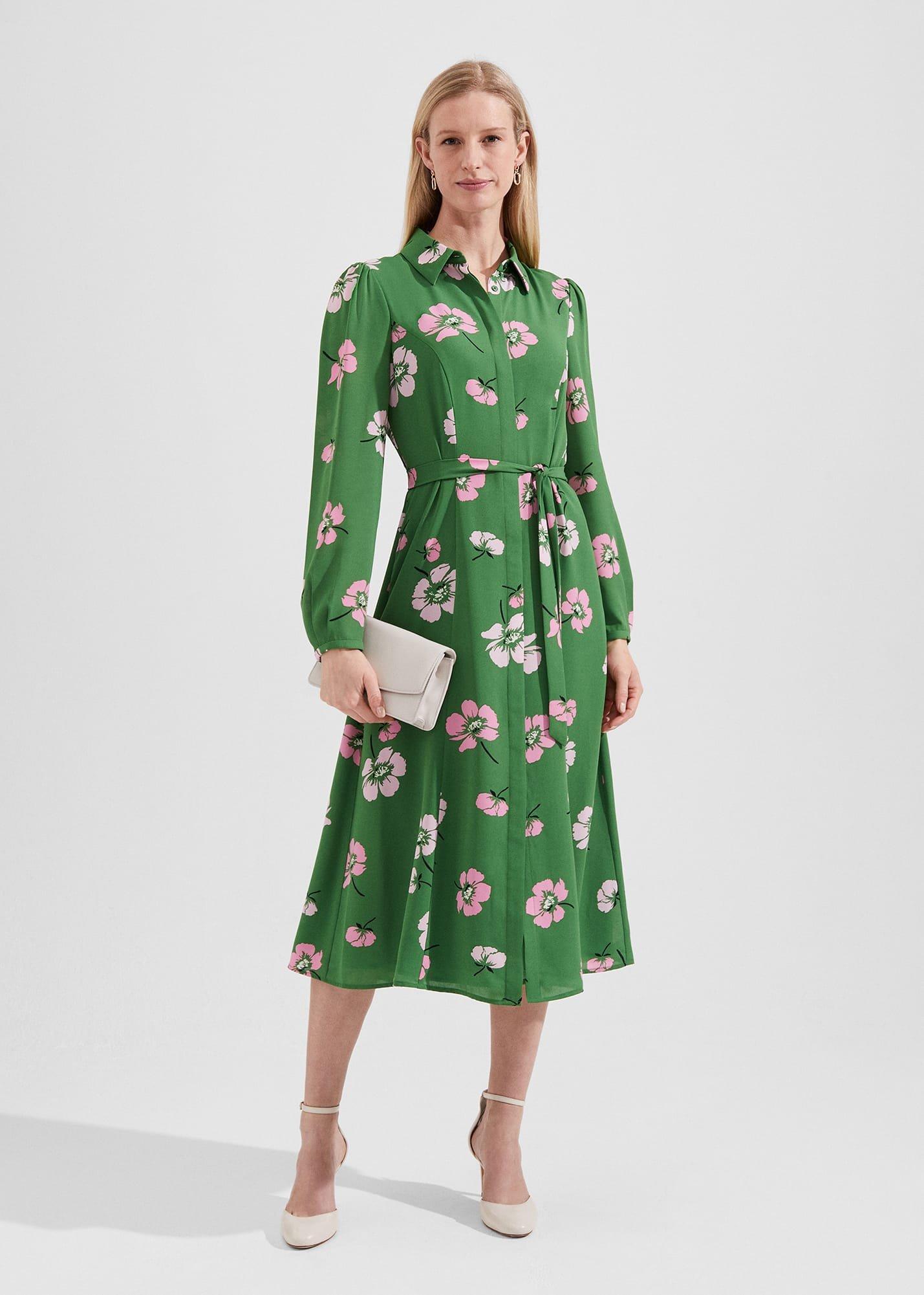 Savannah Shirt Dress, Pea Green Multi, hi-res