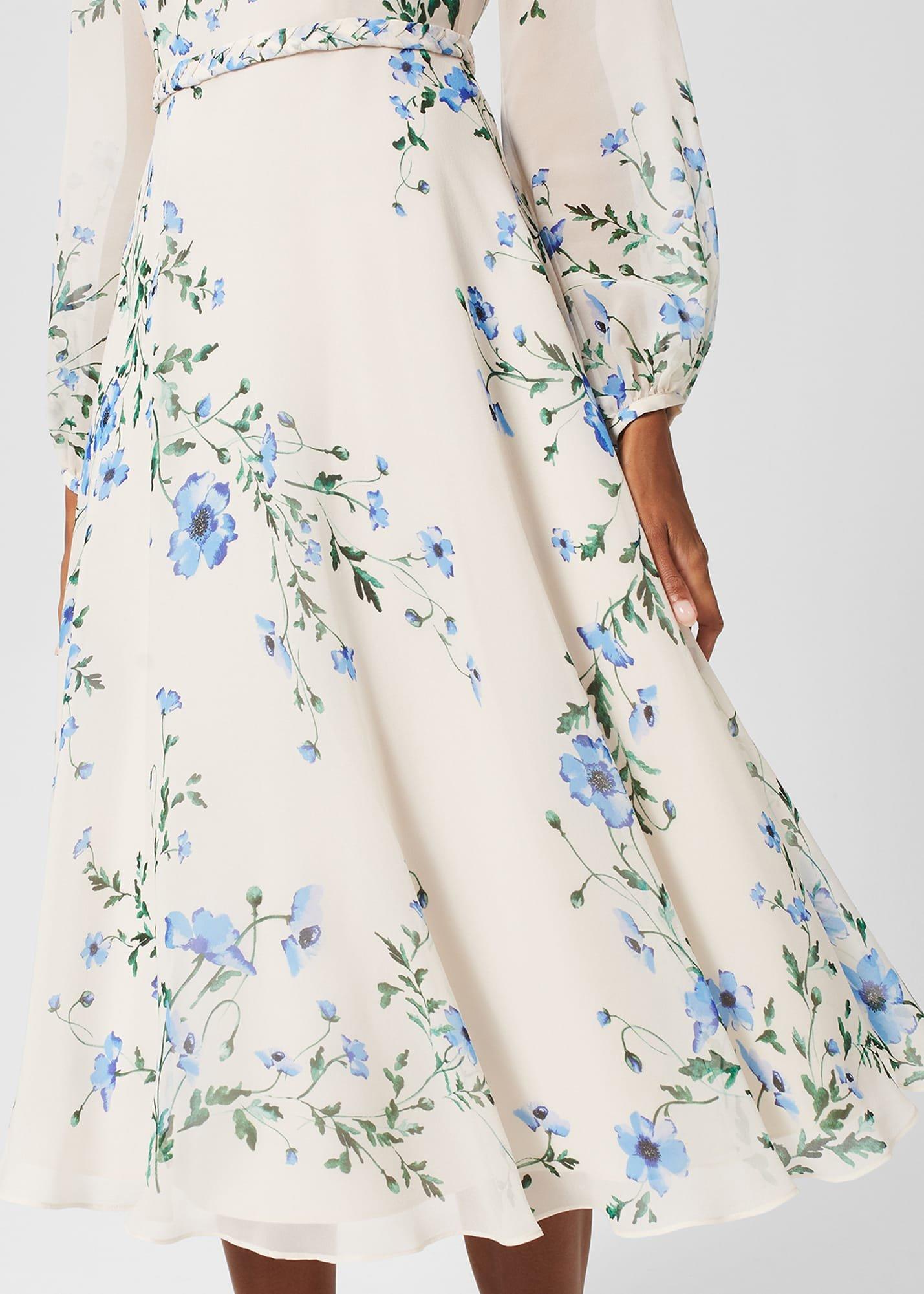 Renee Silk Floral Dress, Cream Multi, hi-res