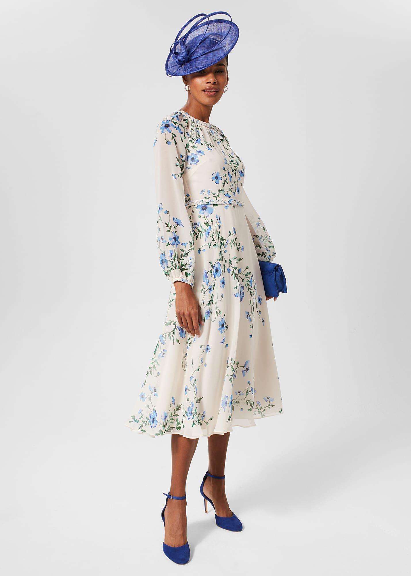Renee Silk Floral Dress, Cream Multi, hi-res
