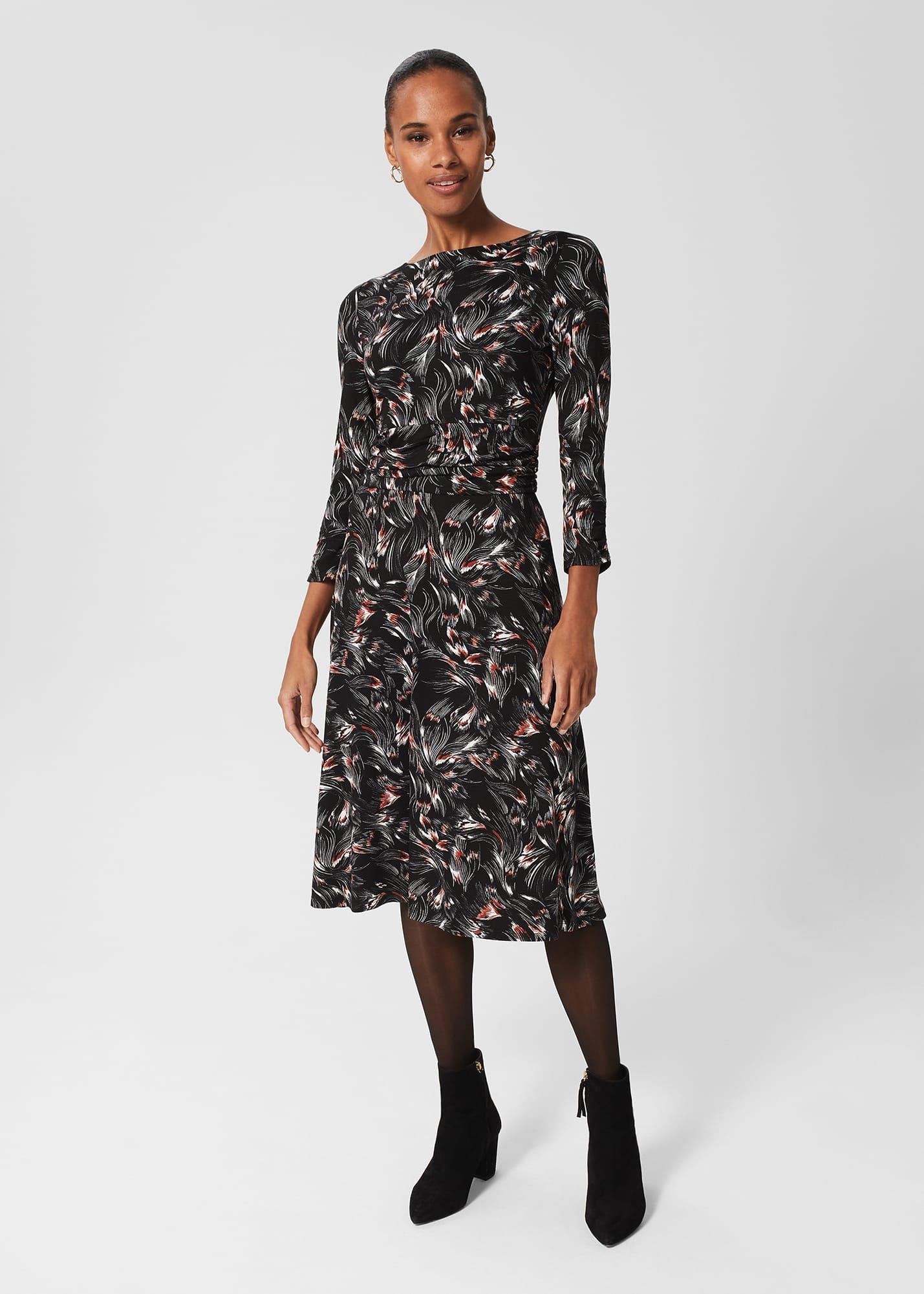 Nala Jersey Dress, Black Multi, hi-res