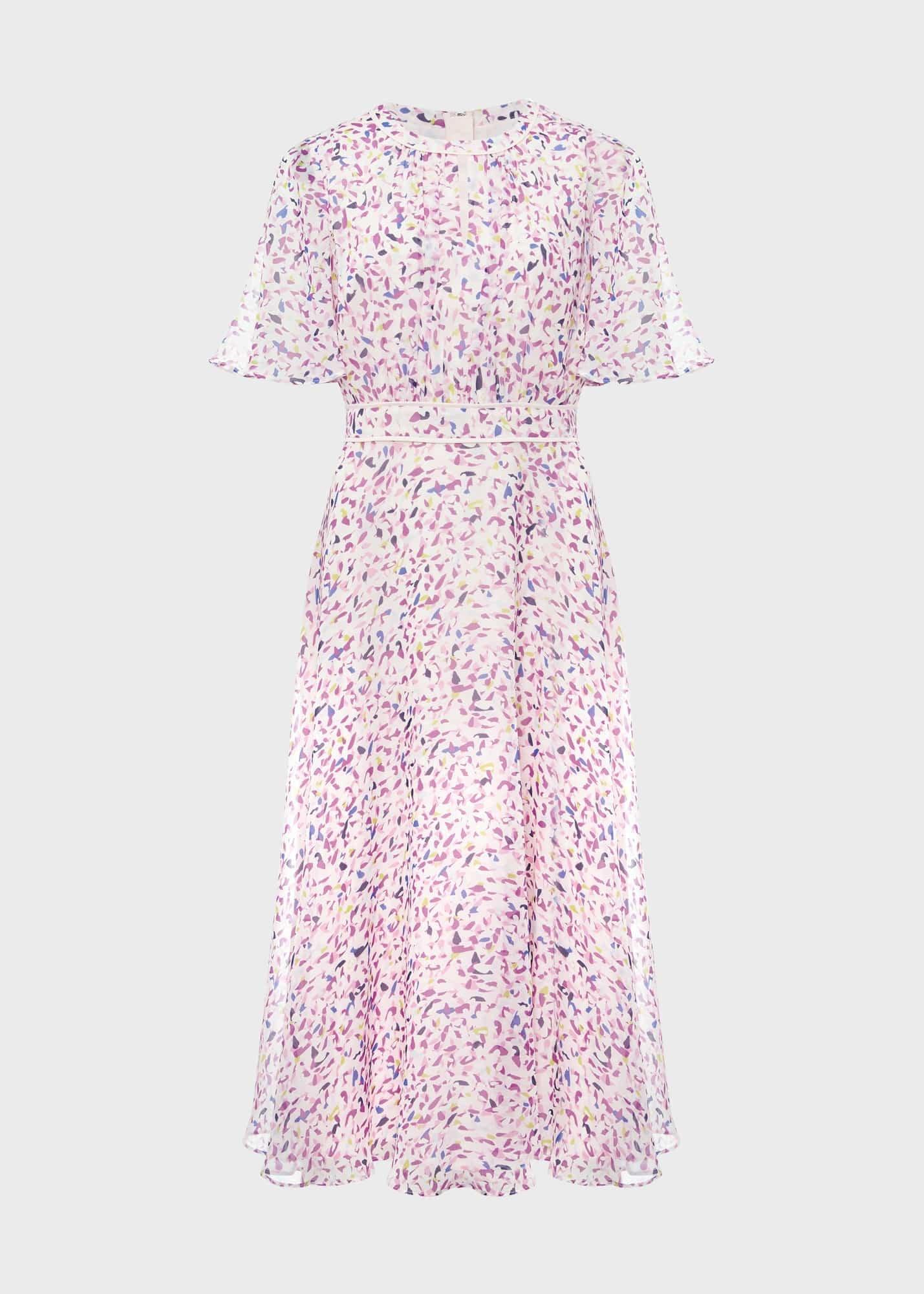 Lisette Silk Fit And Flare Dress, Pale Pink Multi, hi-res