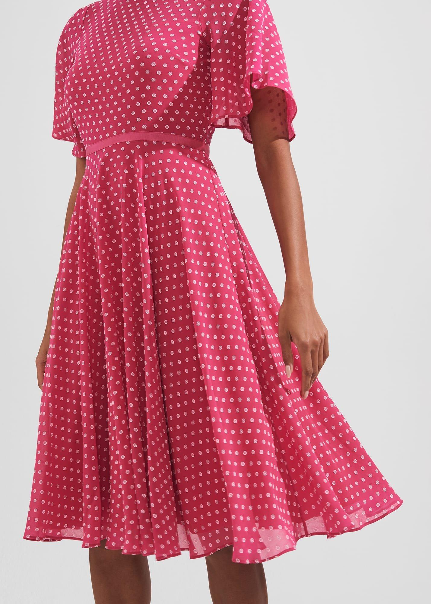 Eleanor Spot Fit And Flare Dress, Pink Ivory, hi-res