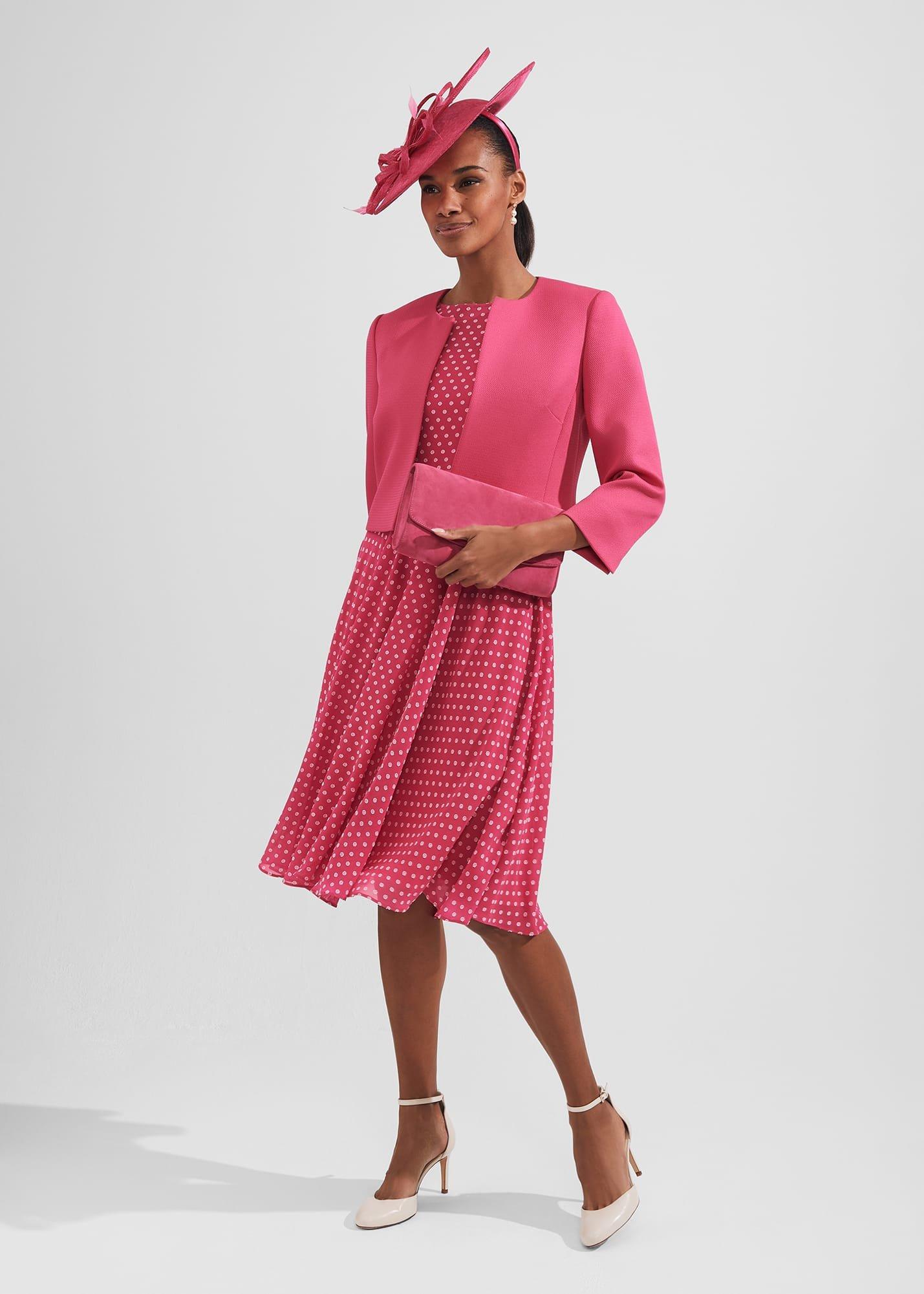 Eleanor Spot Fit And Flare Dress, Pink Ivory, hi-res