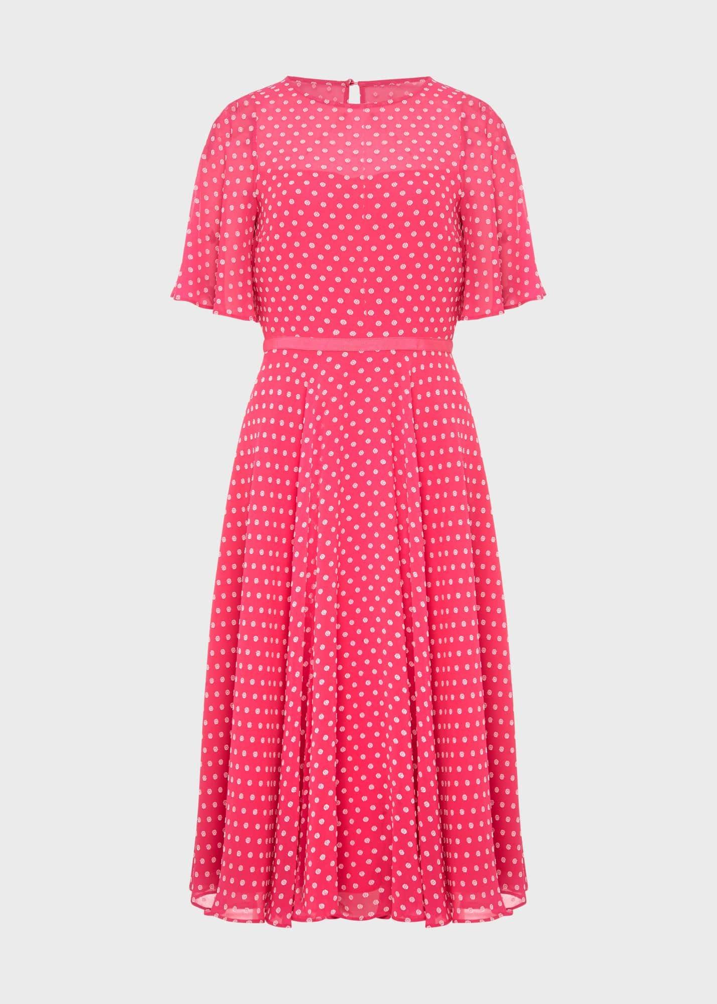 Petite Eleanor Spot Fit And Flare Dress, Pink Ivory, hi-res