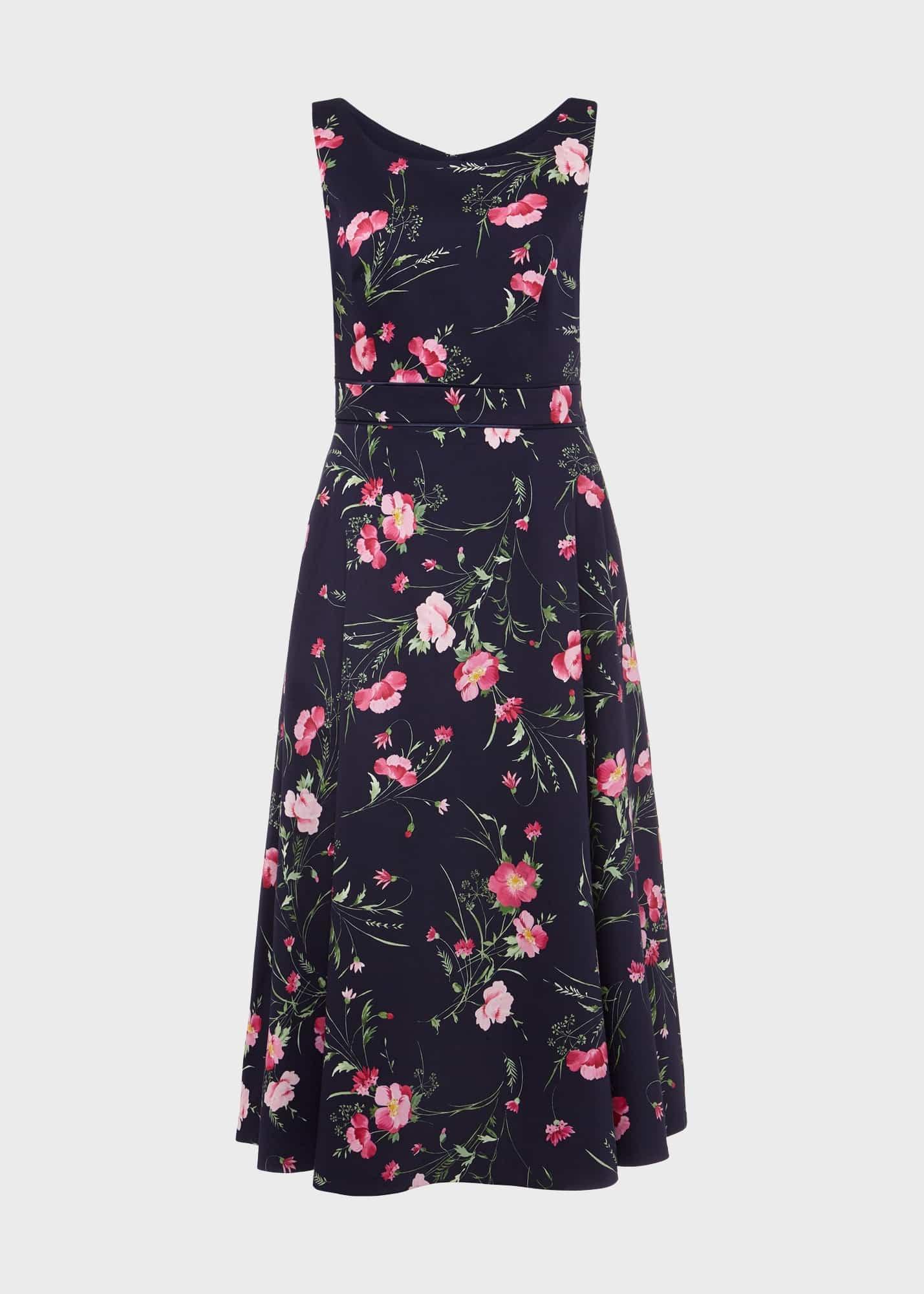 Kassandra Fit And Flare Dress, Navy Multi, hi-res