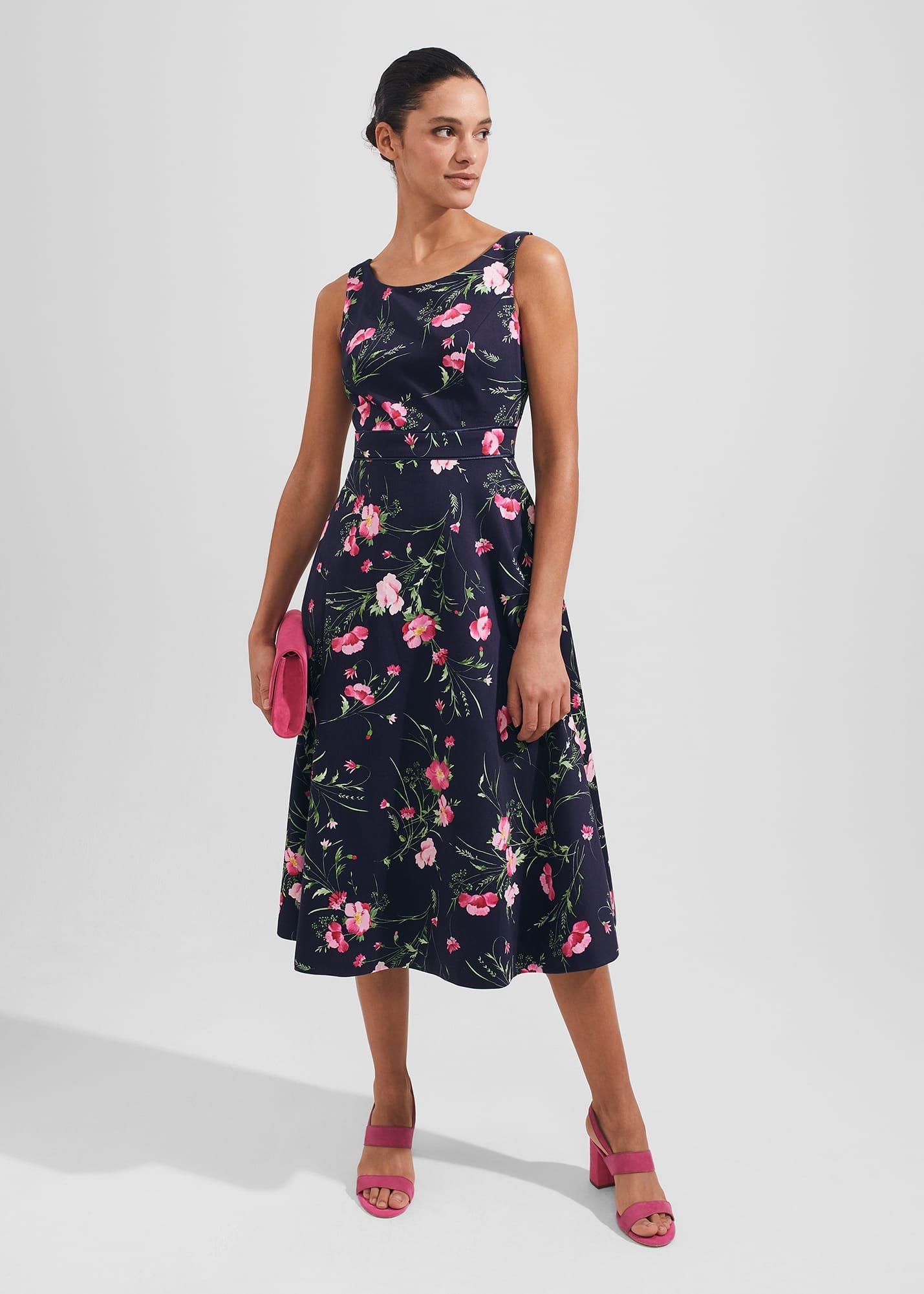 Kassandra Fit And Flare Dress, Navy Multi, hi-res