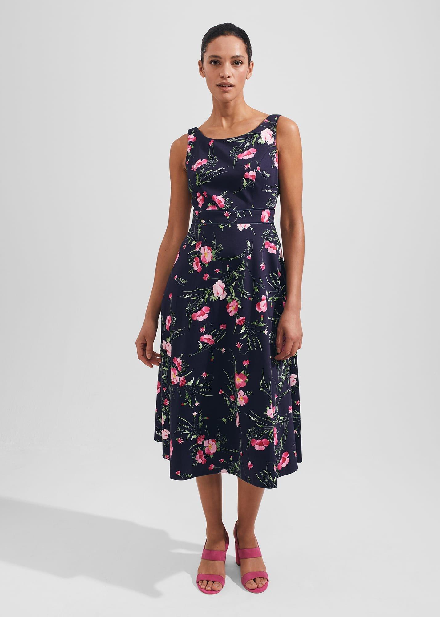 Kassandra Fit And Flare Dress, Navy Multi, hi-res