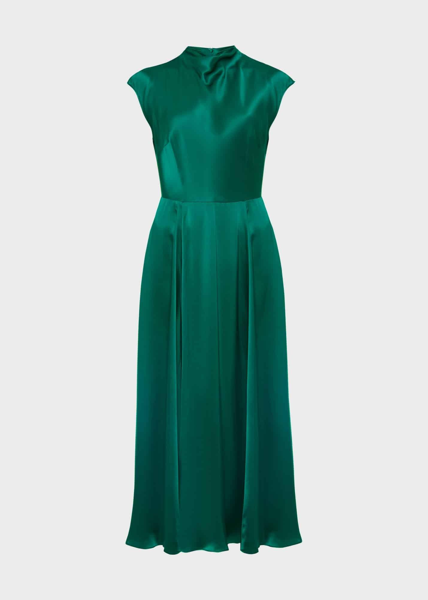 Charlize Silk Dress, Meadow Green, hi-res