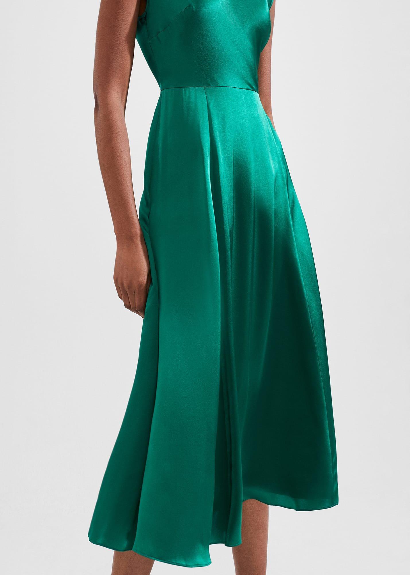 Charlize Silk Dress, Meadow Green, hi-res
