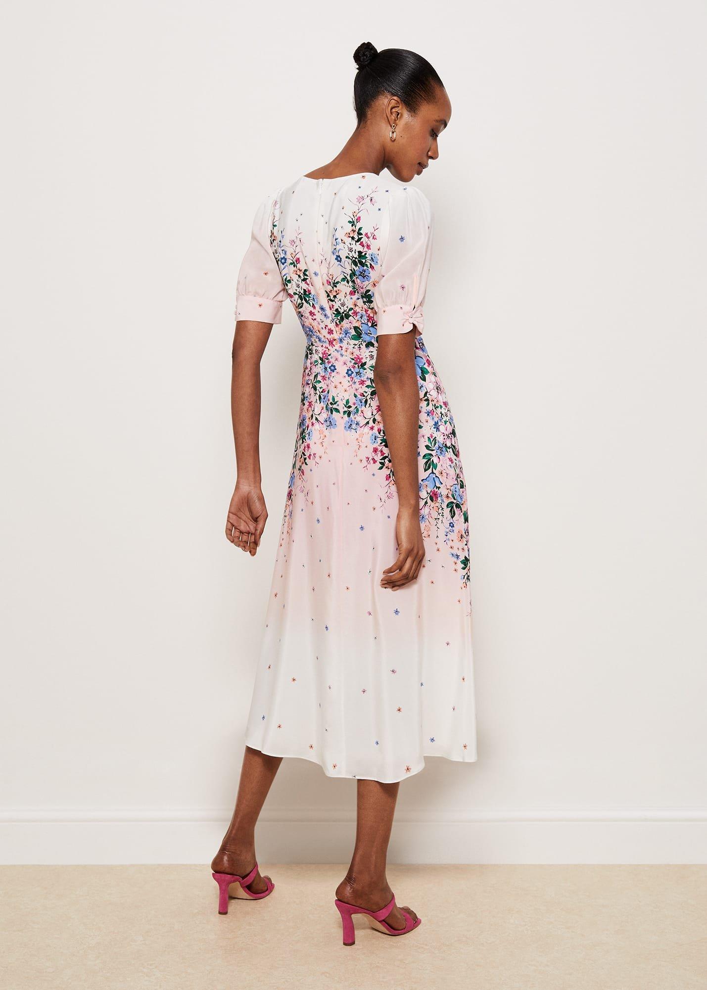 Ridley Silk Dress, Ivory Multi, hi-res