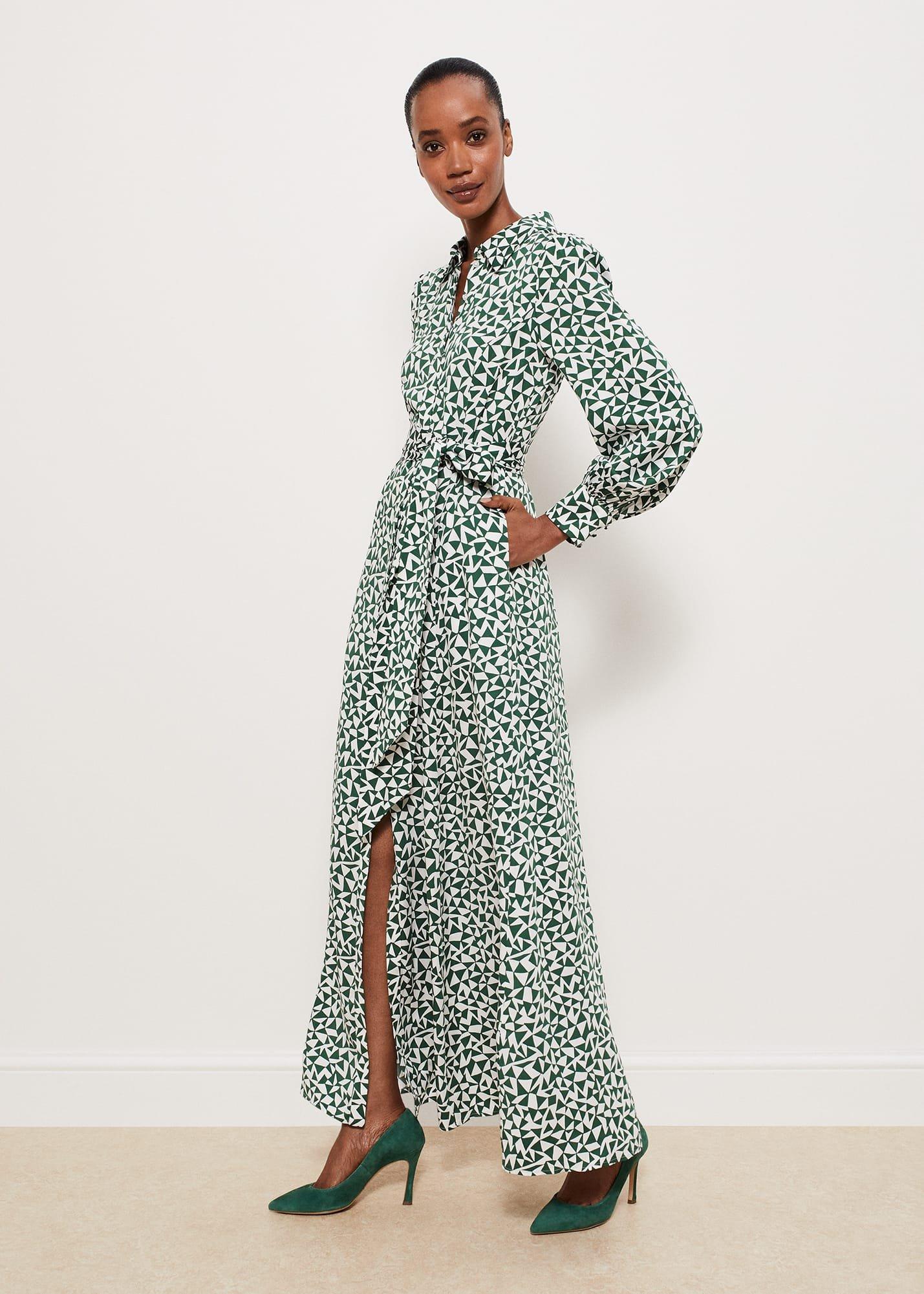 Mitford Shirt Dress, Green Ivory, hi-res