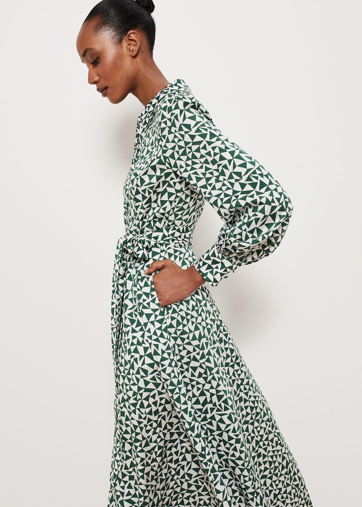 Mitford Shirt Dress, Green Ivory, hi-res
