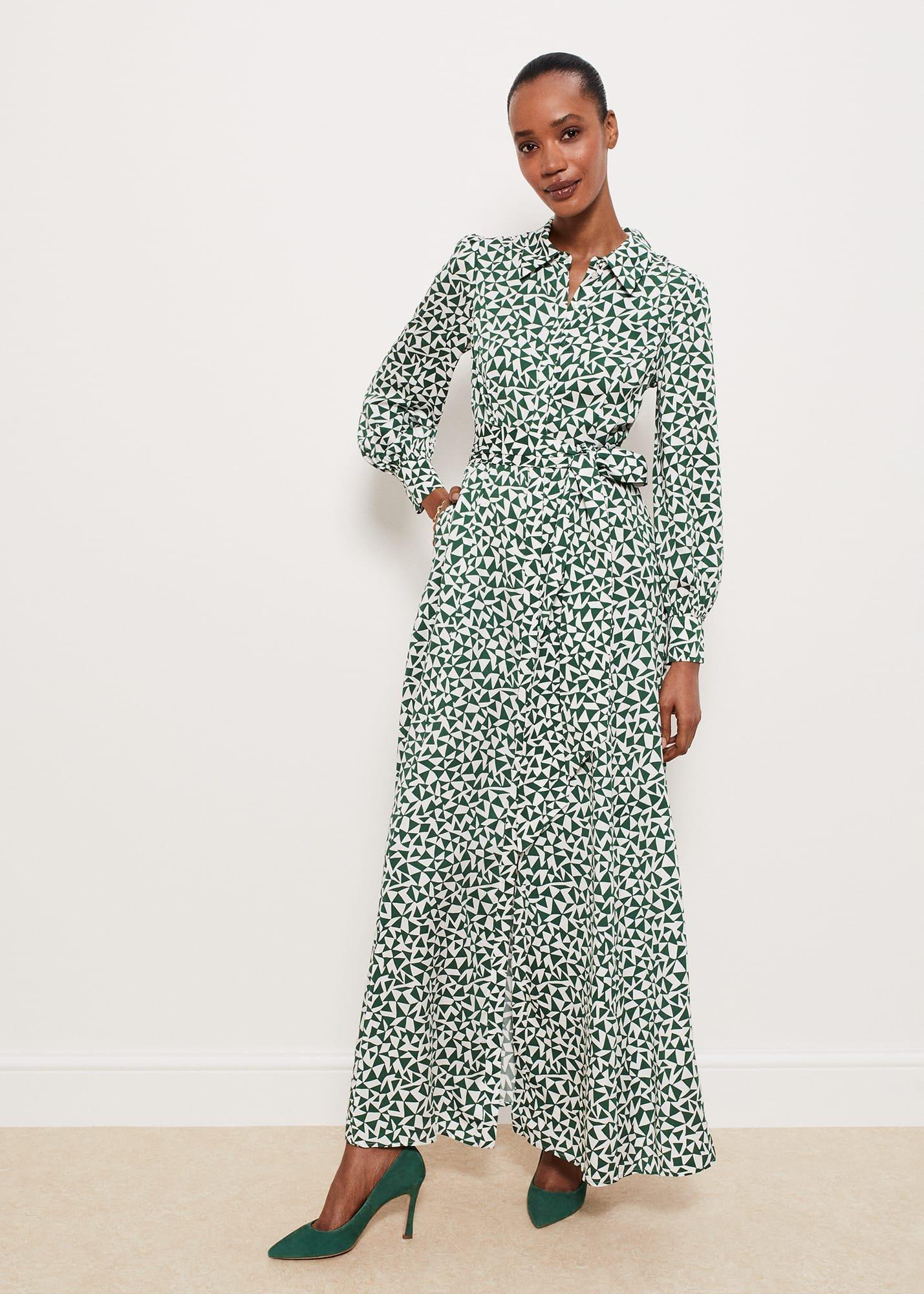 Mitford Shirt Dress, Green Ivory, hi-res