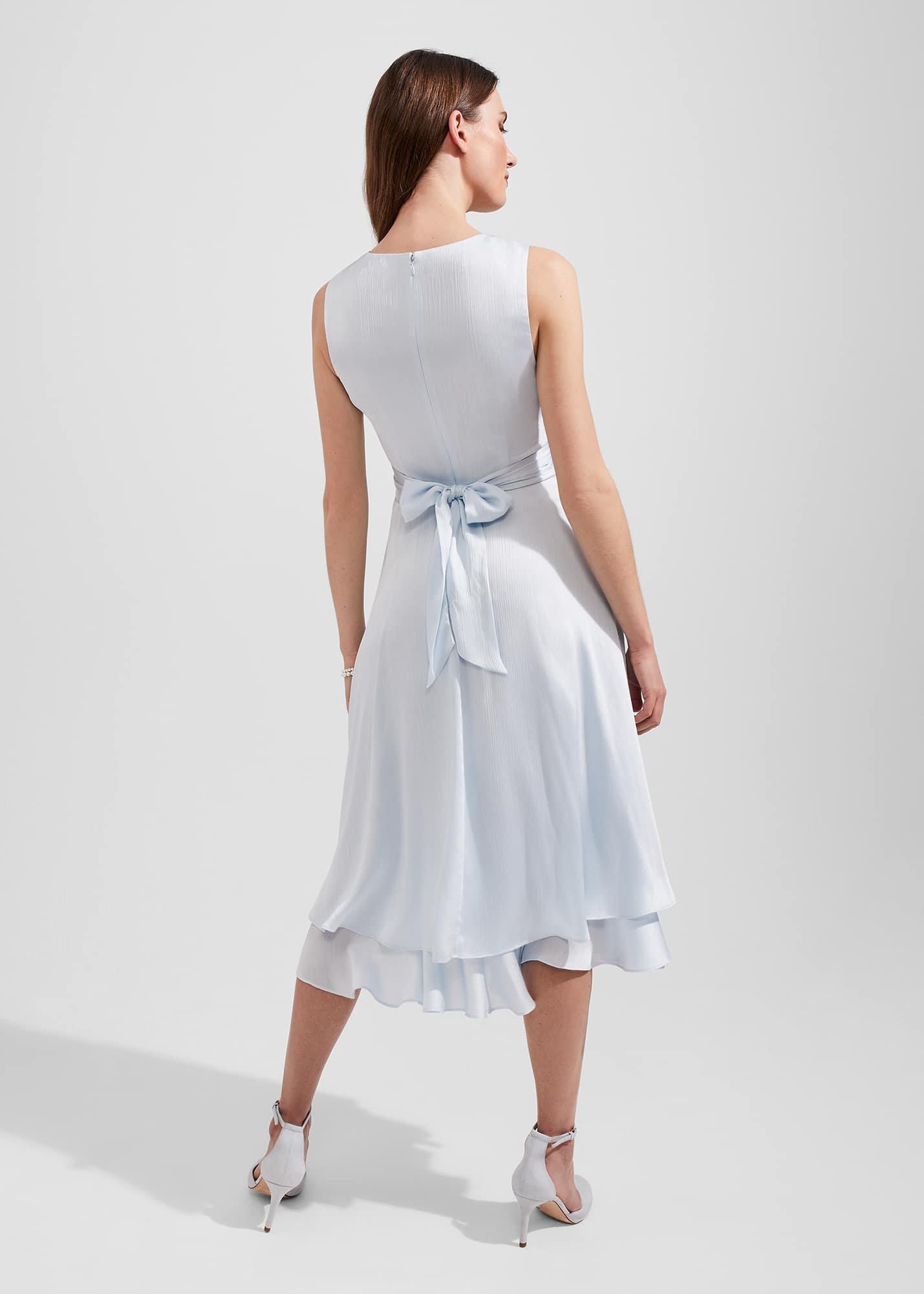 Viola Satin Fit And Flare Dress, Pale Blue, hi-res