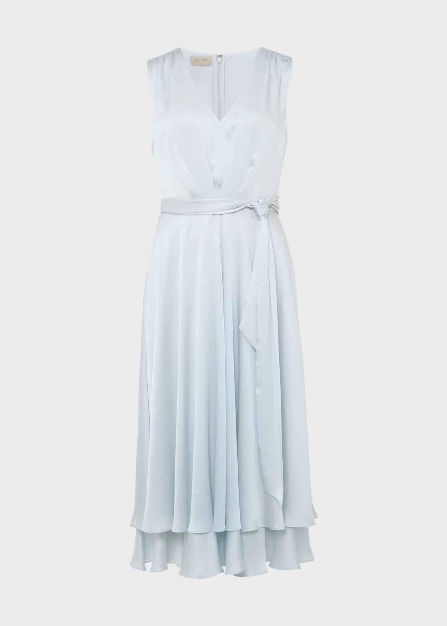 Viola Satin Fit And Flare Dress, Pale Blue, hi-res