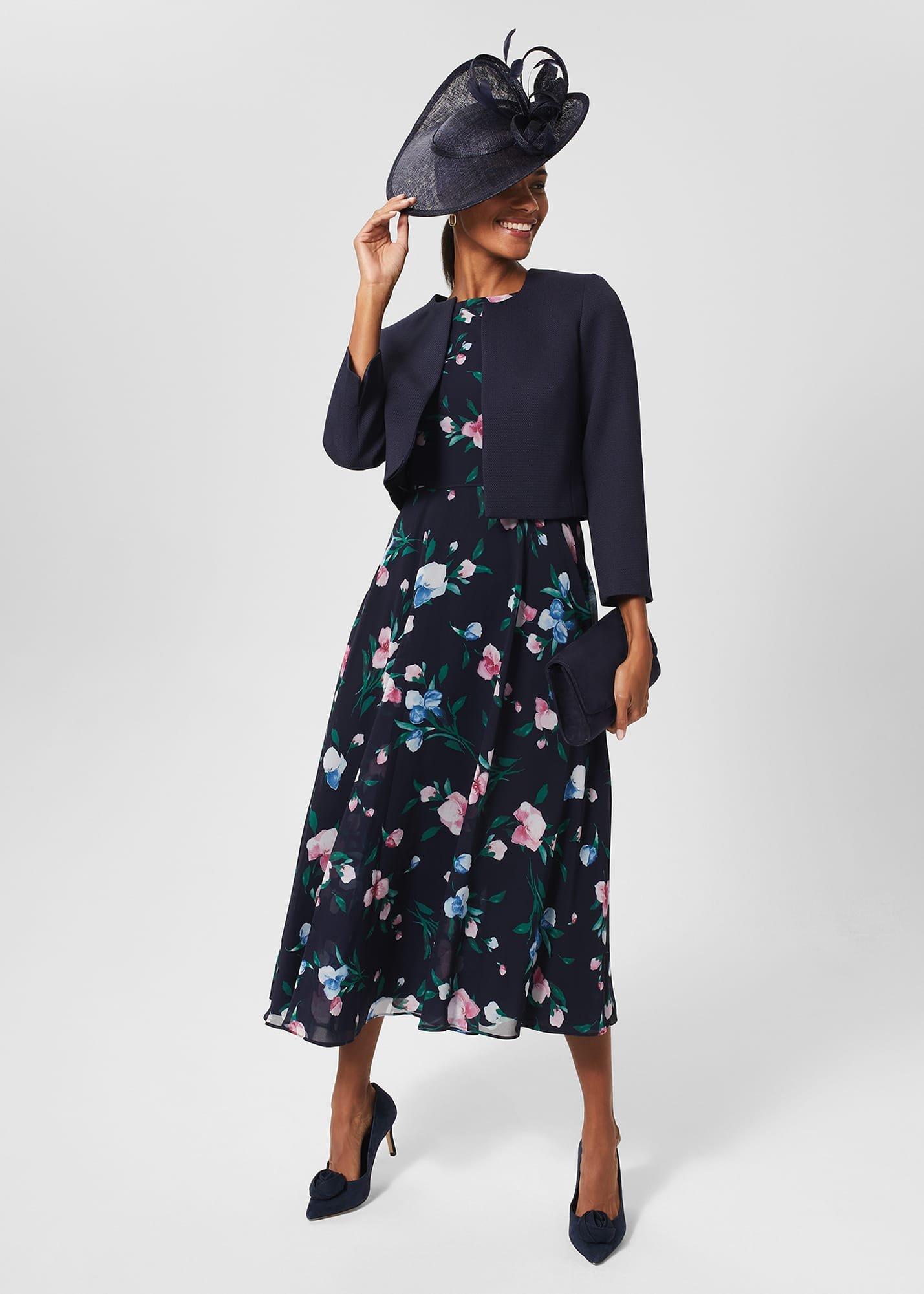Carly Floral Midi Dress, Navy Multi, hi-res