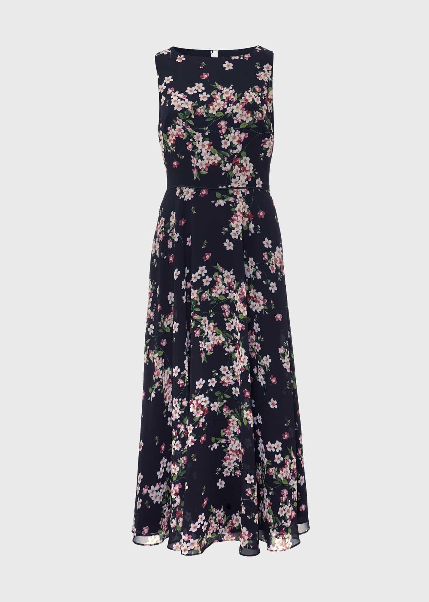 Carly Floral Midi Dress, Navy Pink Multi, hi-res