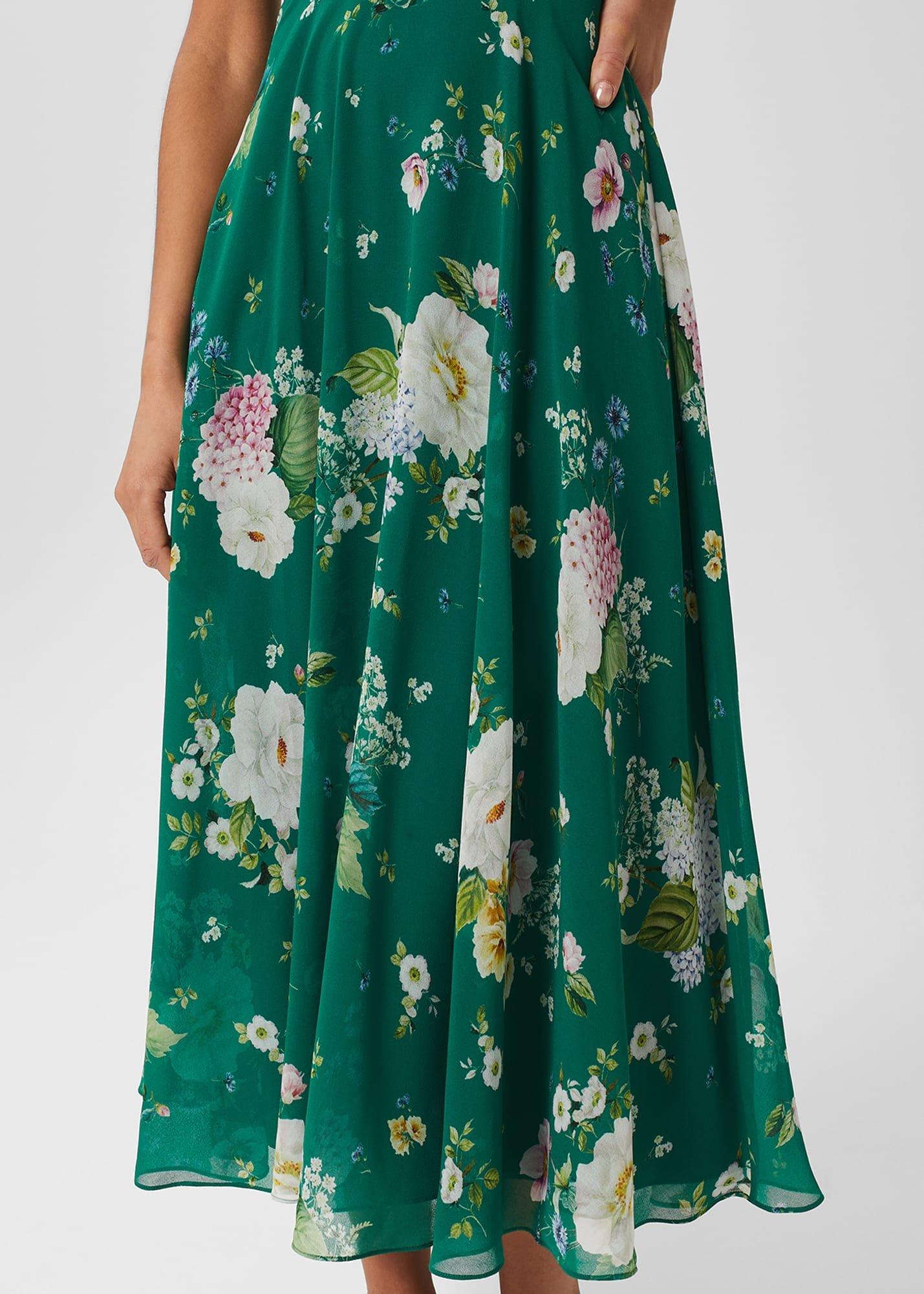 Carly Floral Midi Dress, Green Multi, hi-res