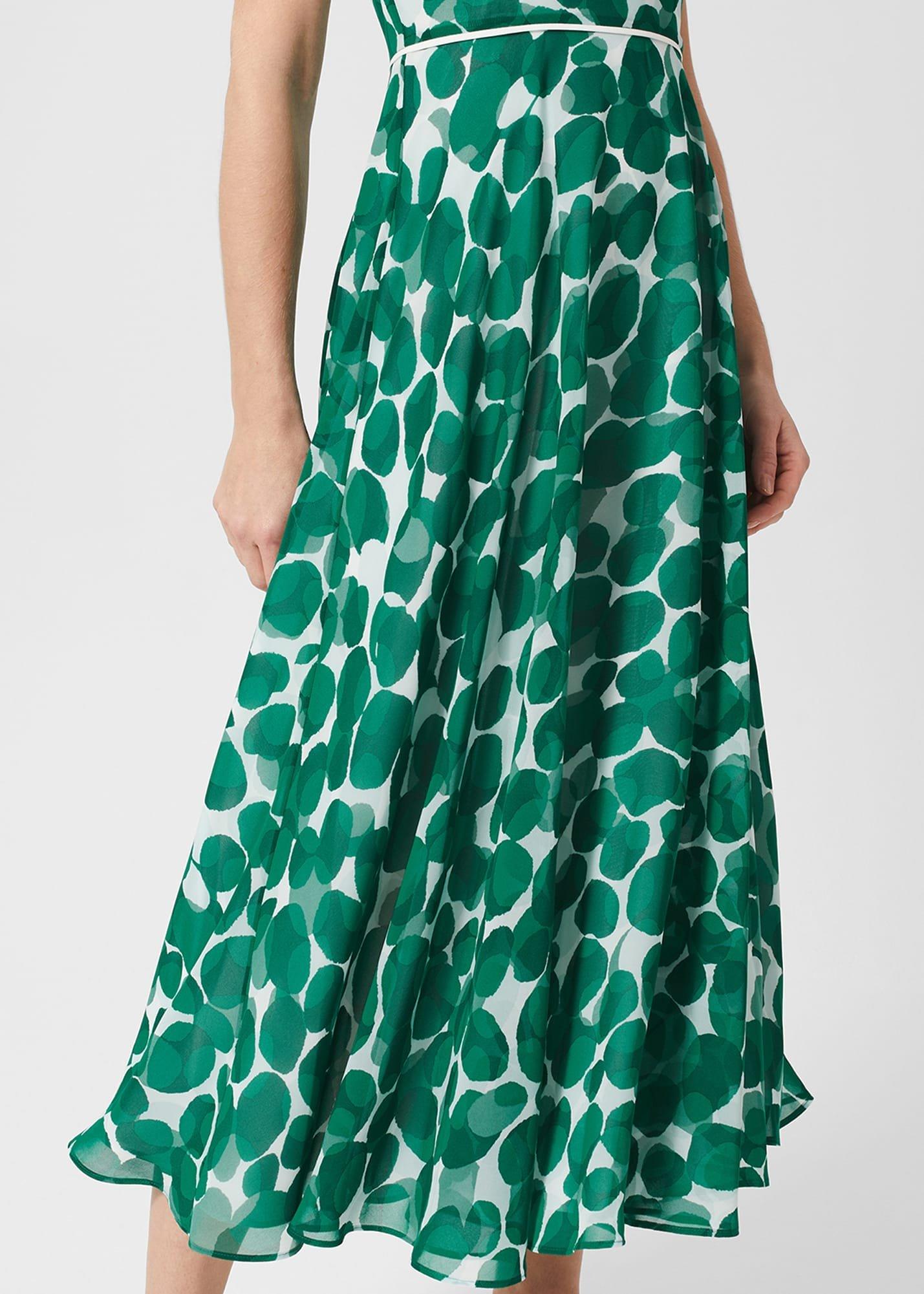 Petite Carly Spot Dress, Green Ivory, hi-res