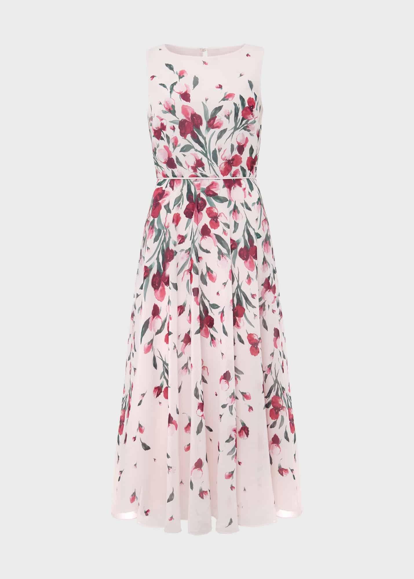 Petite Carly Floral Midi Dress, Pink Multi, hi-res