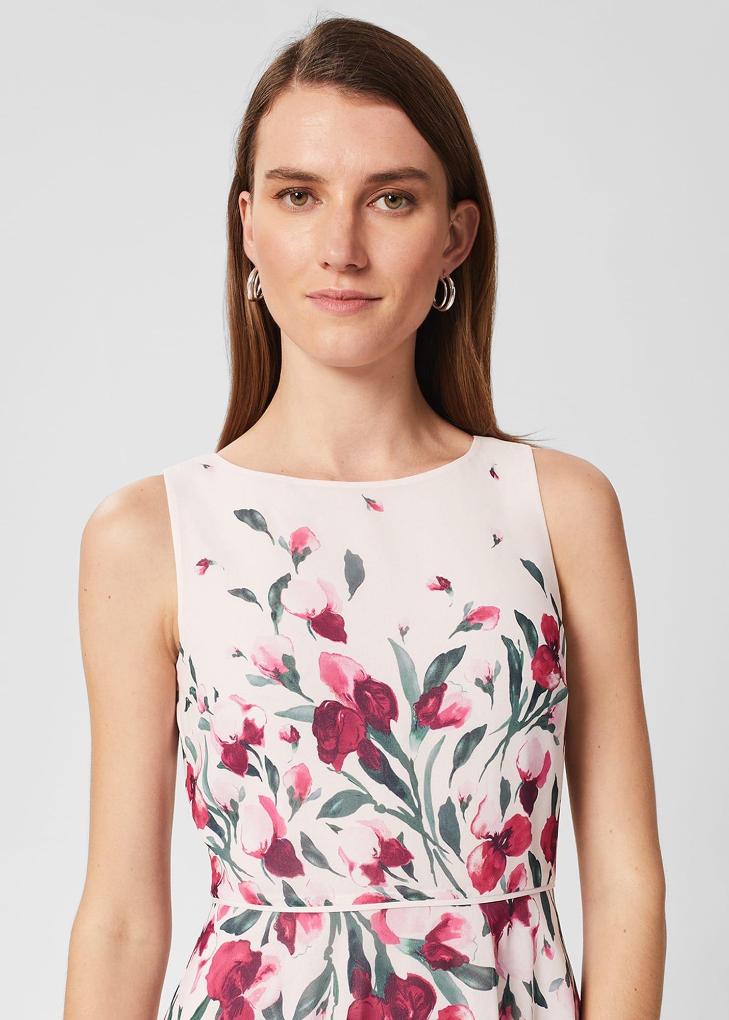Petite Carly Floral Midi Dress, Pink Multi, hi-res