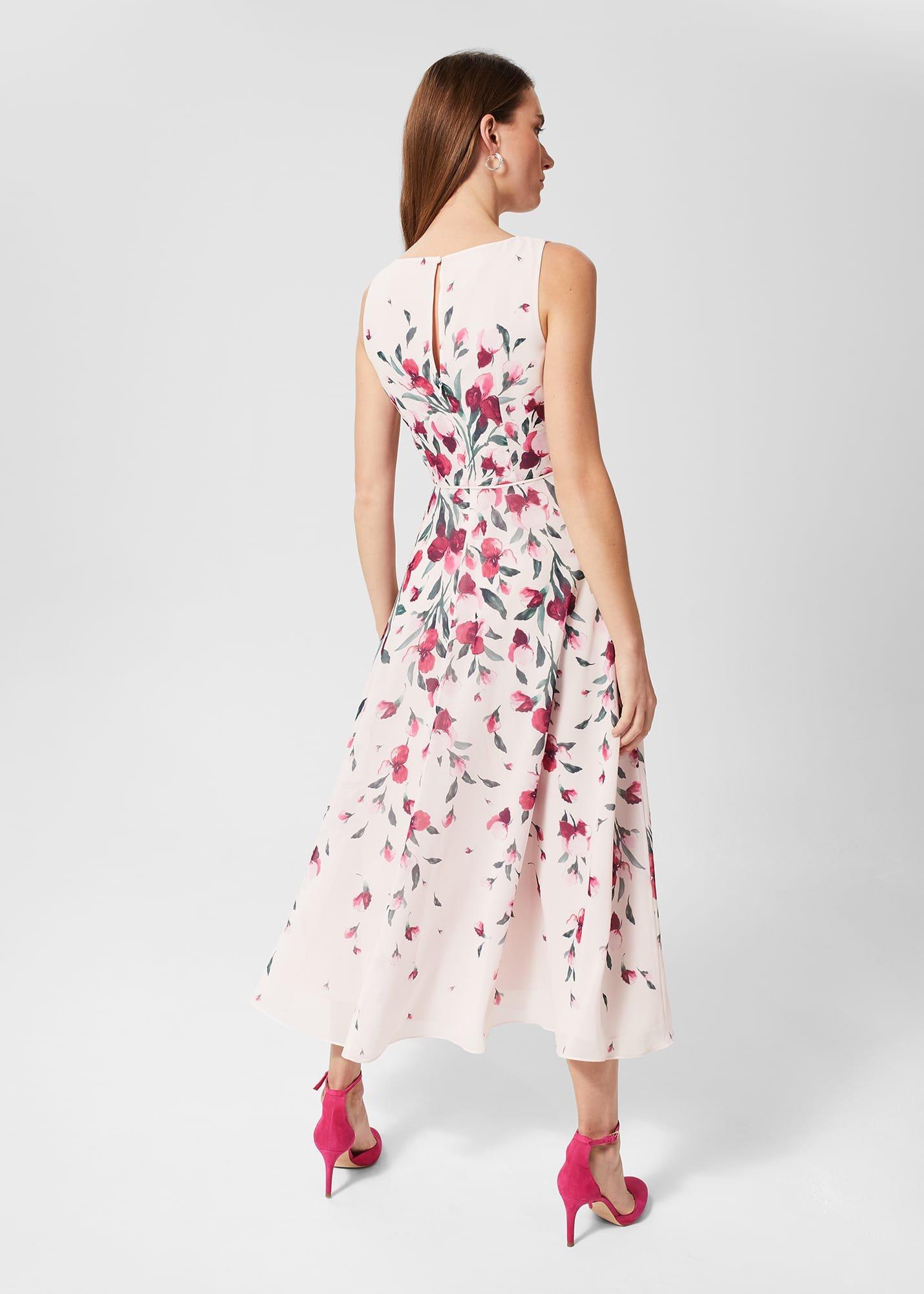 Petite Carly Floral Midi Dress, Pink Multi, hi-res