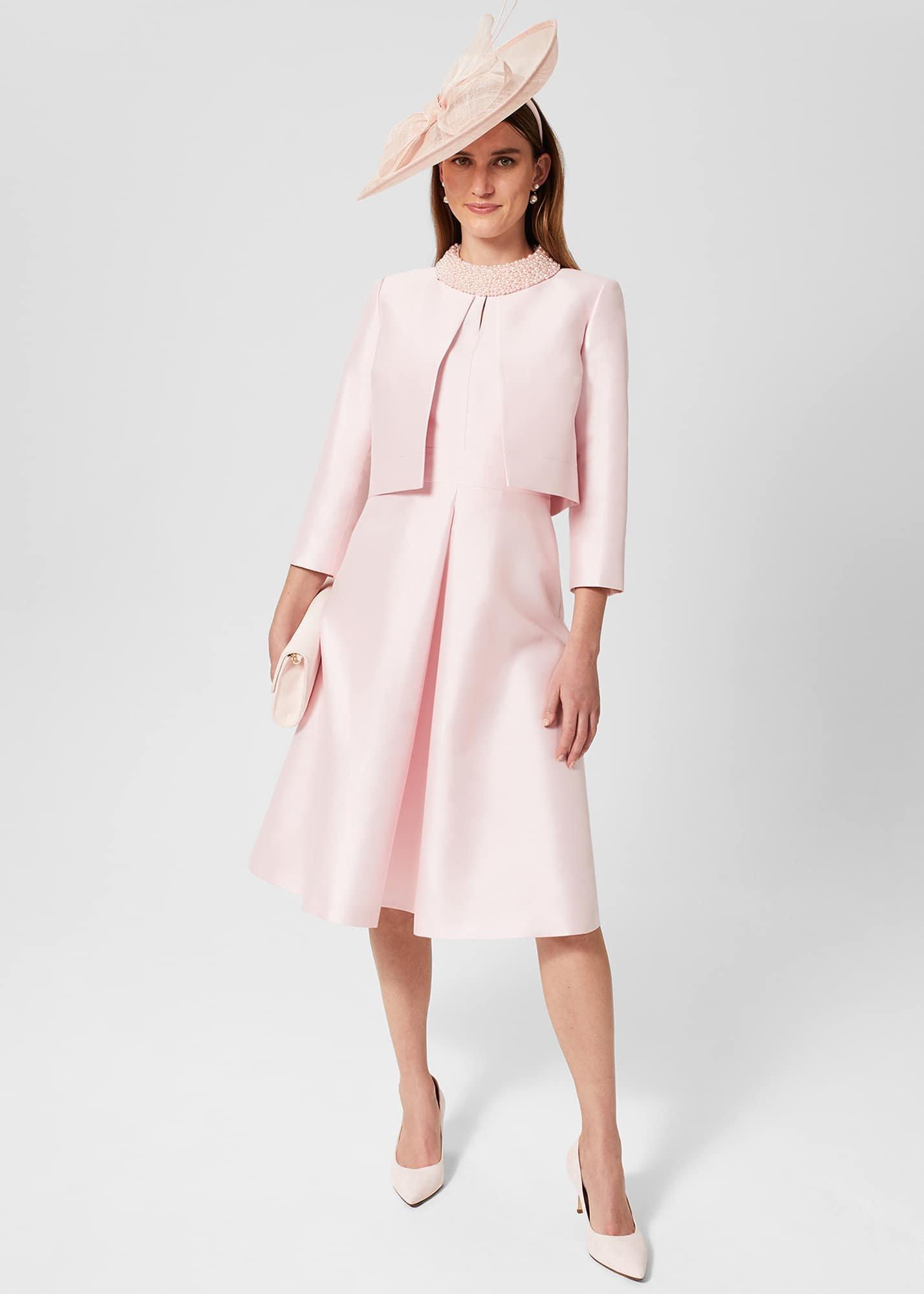 Marcella Silk Blend Beaded Dress, Pale Pink, hi-res