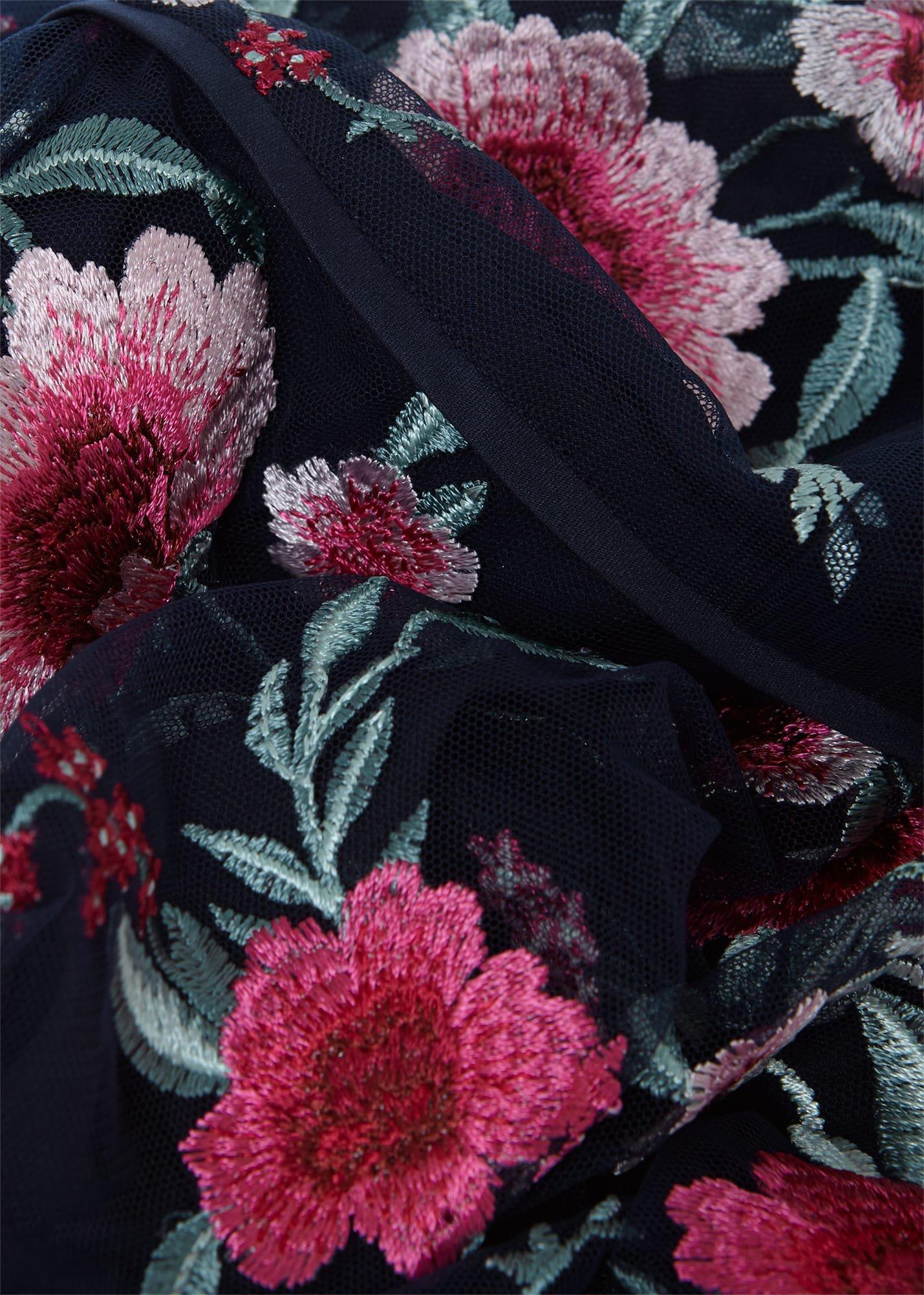 Rosella Embroidered Floral Dress, Navy Pink Multi, hi-res