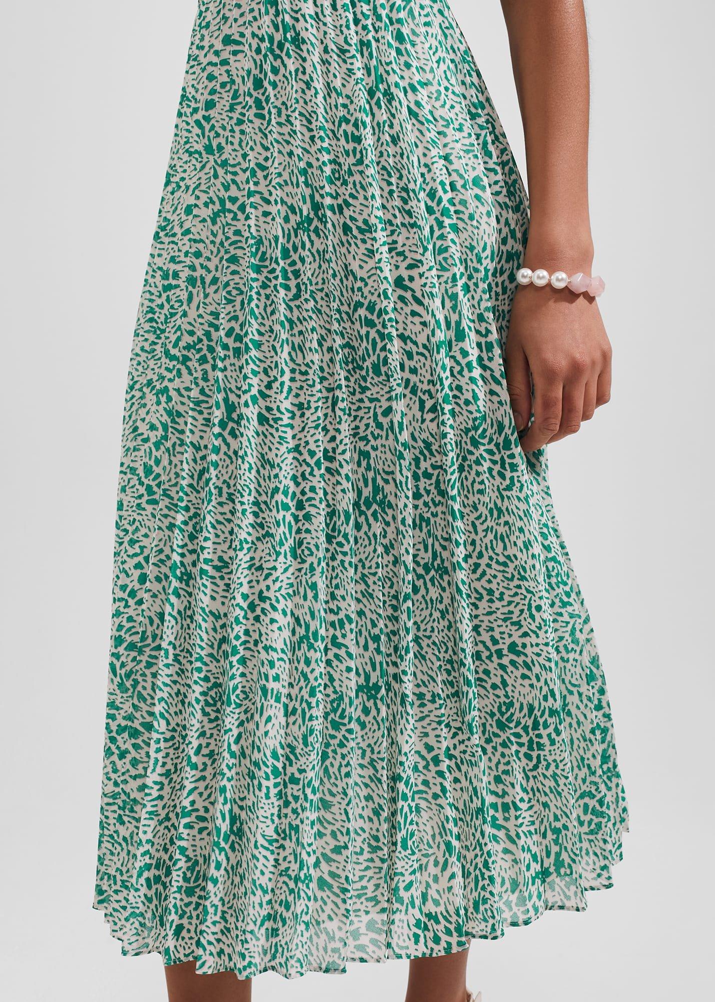 Blythe Pleated Midi Dress, Green Multi, hi-res