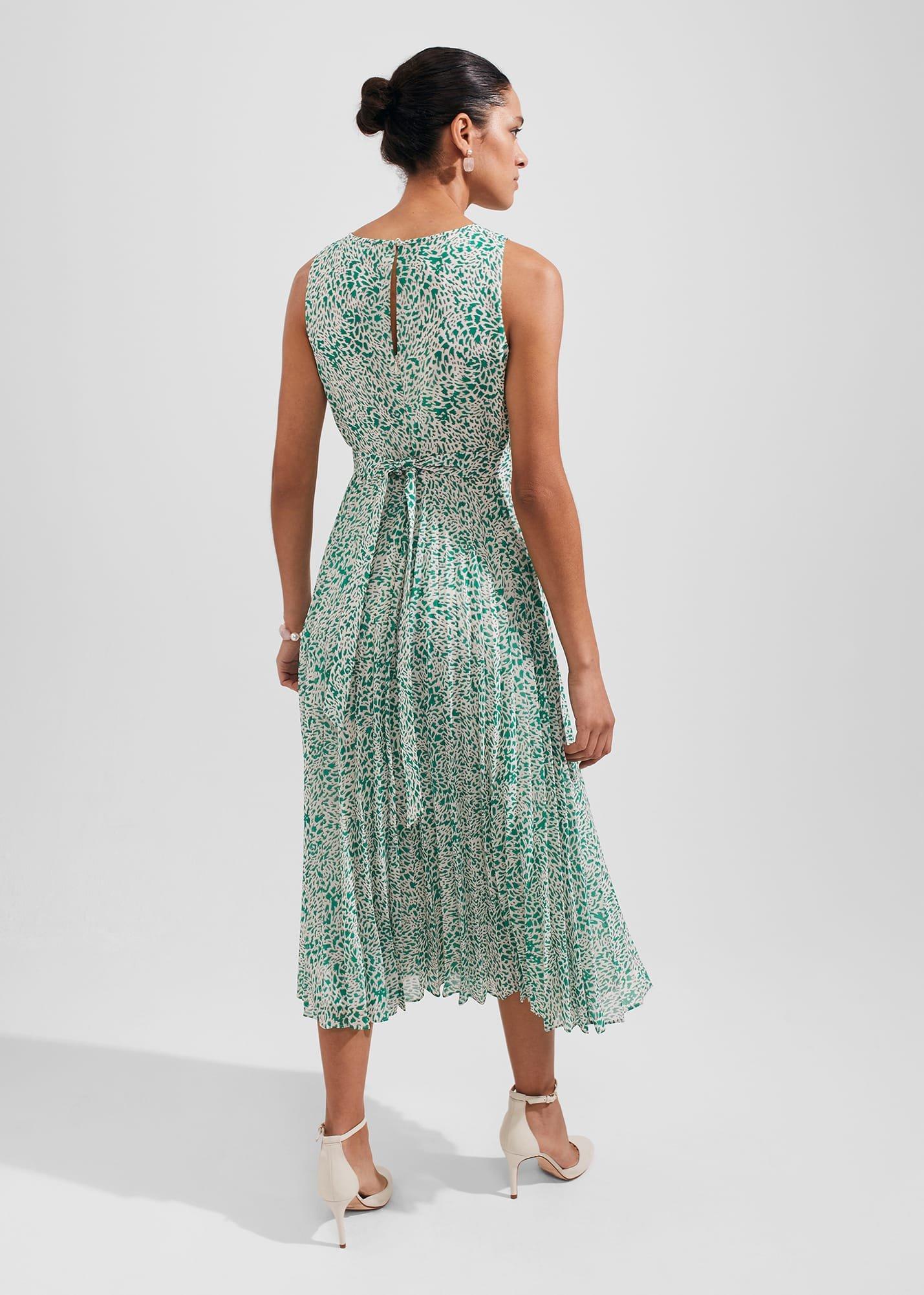 Blythe Pleated Midi Dress, Green Multi, hi-res
