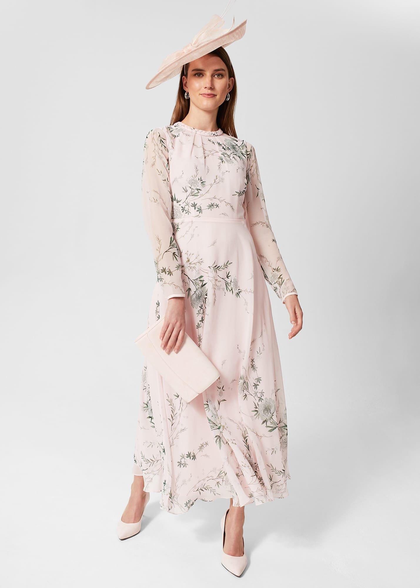 Rosabelle Silk Floral Dress, Pale Pink Multi, hi-res