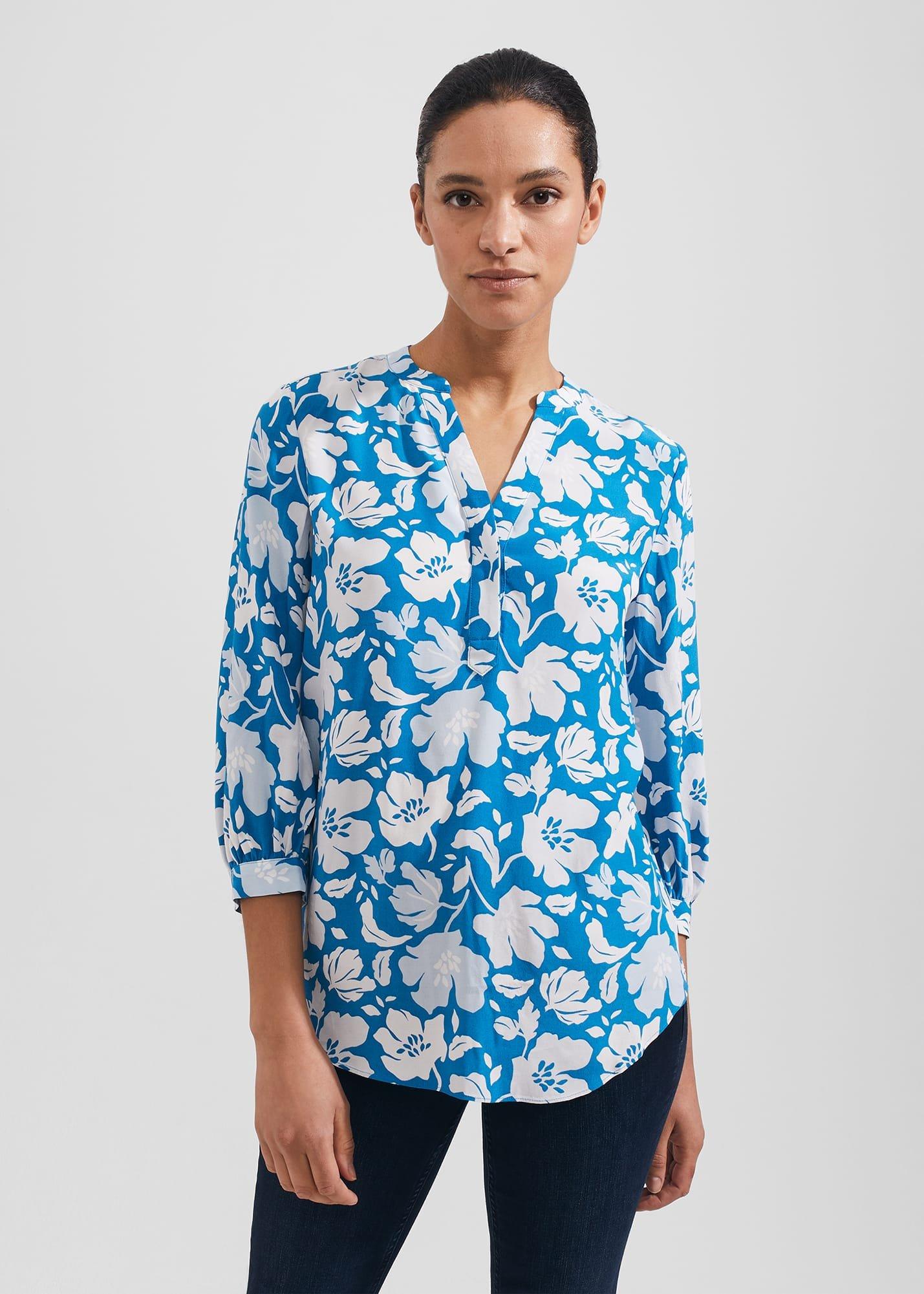 Petite Essie Blouse, Imperial Blue, hi-res