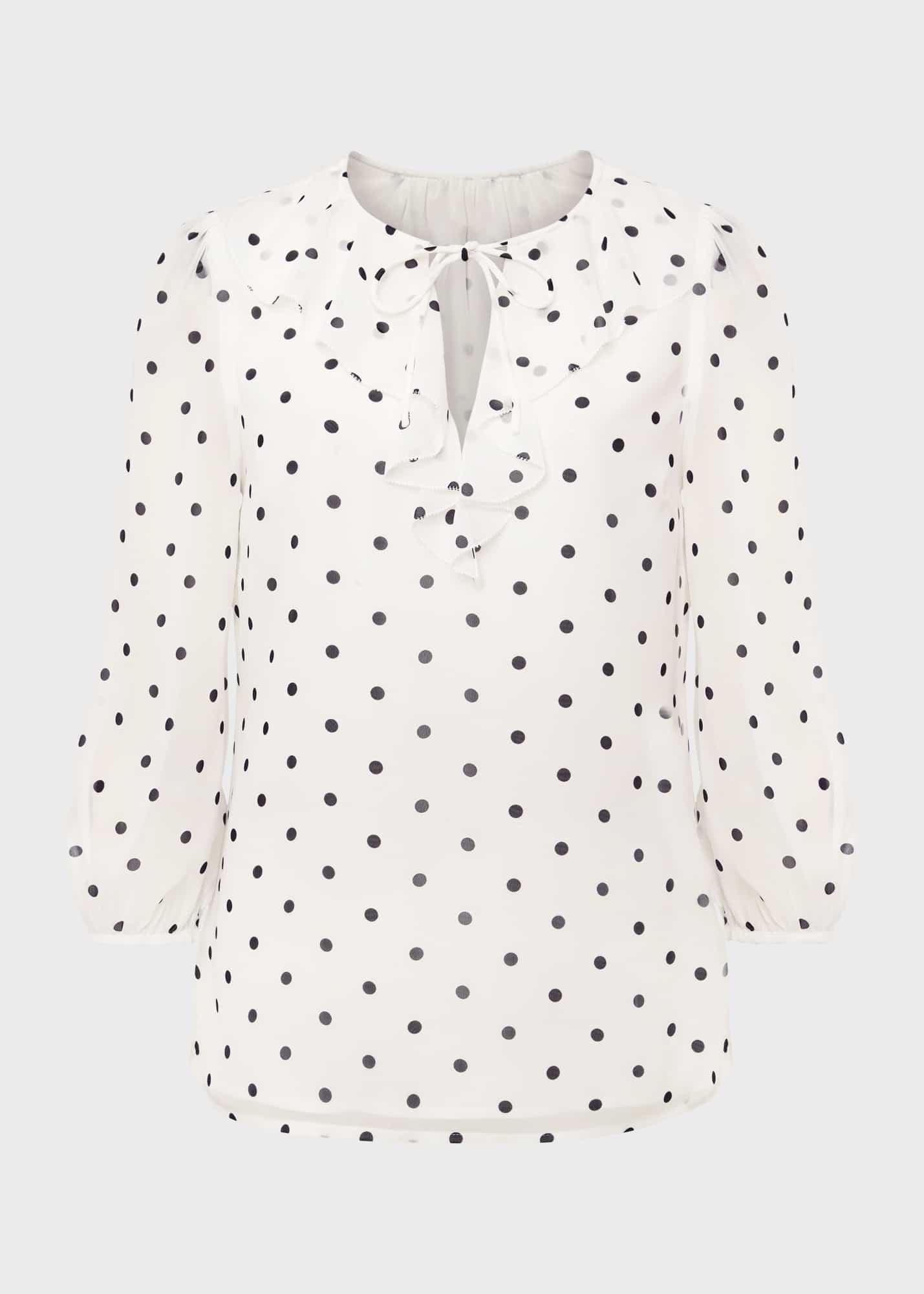 Demi Spot Blouse, Ivory Navy, hi-res