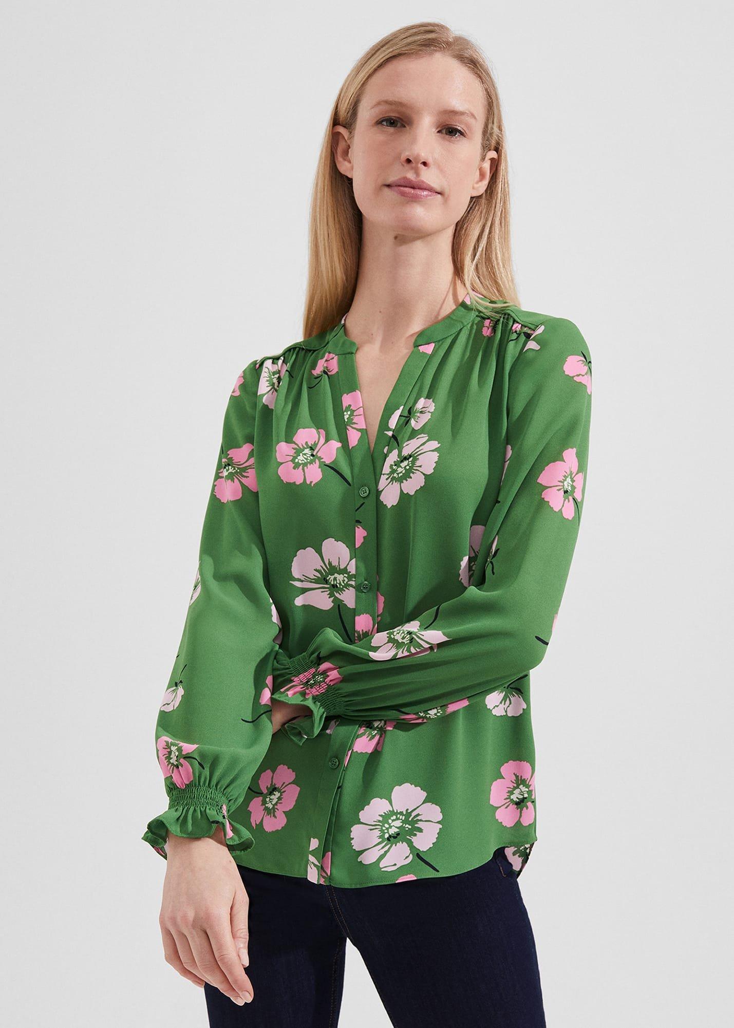 Sutton Blouse, Pea Green Multi, hi-res