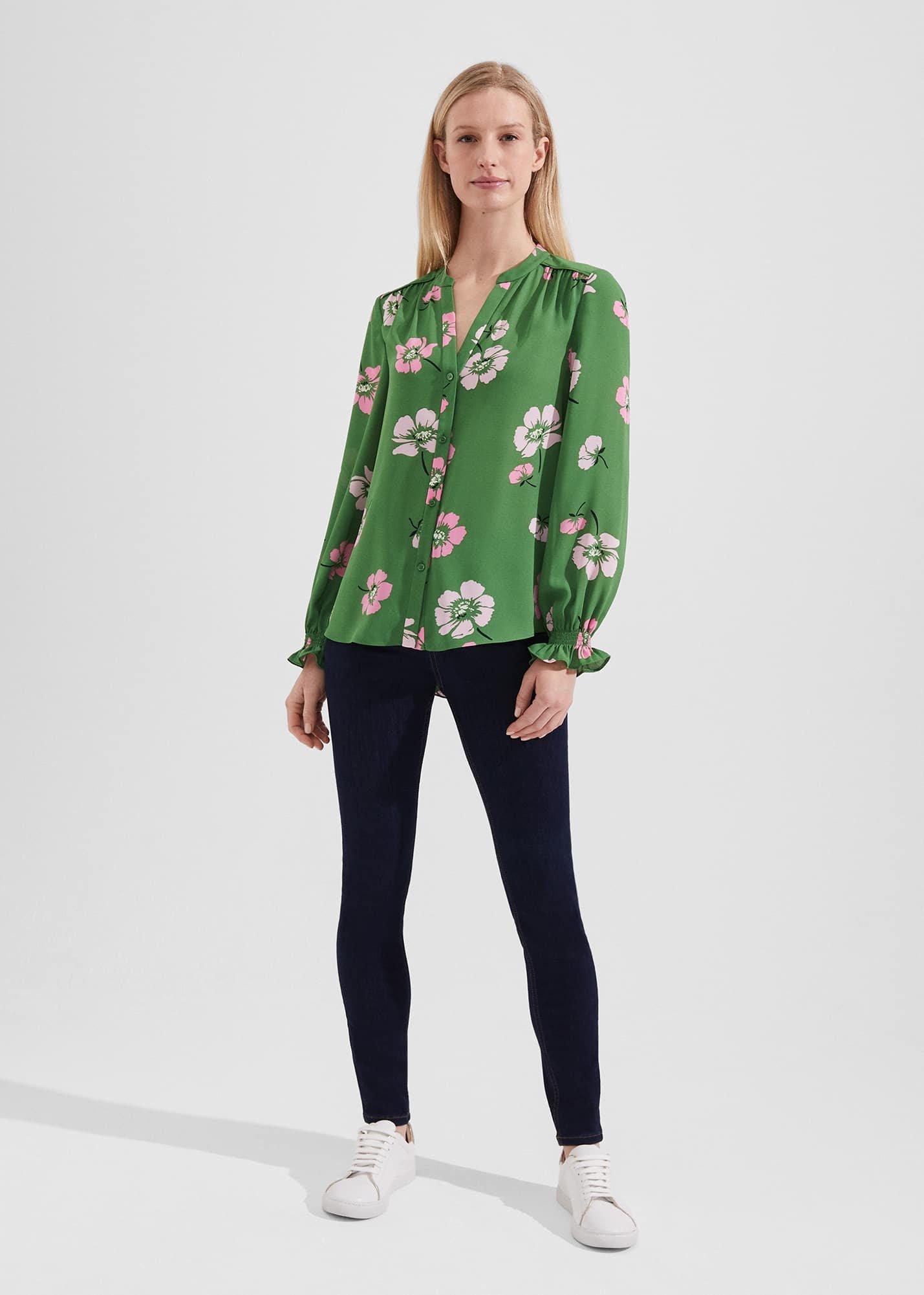 Sutton Blouse, Pea Green Multi, hi-res
