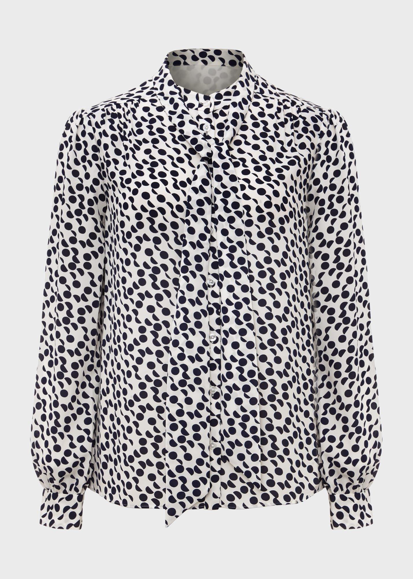 Dolly Blouse, Ivory Navy, hi-res