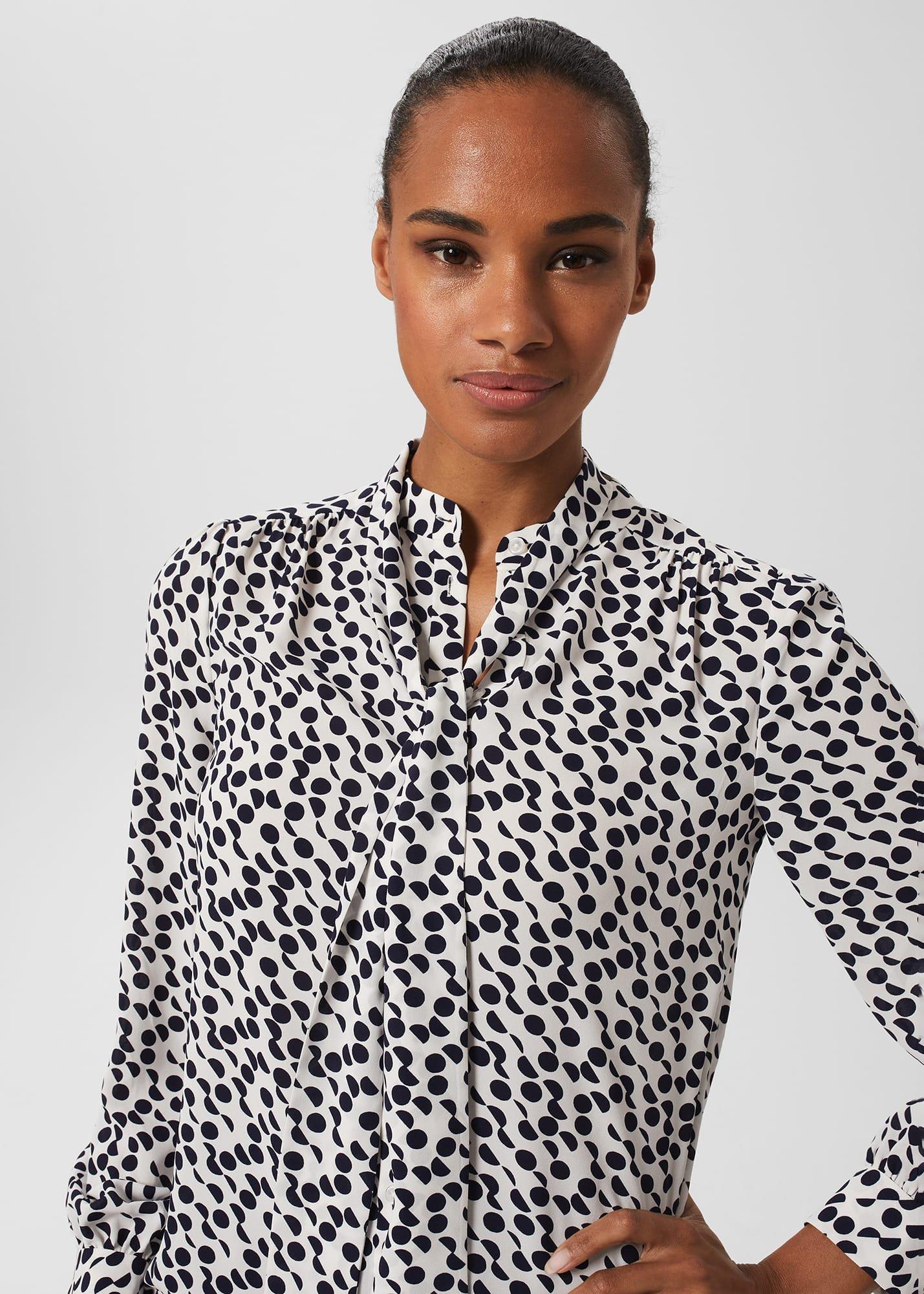 Dolly Blouse, Ivory Navy, hi-res