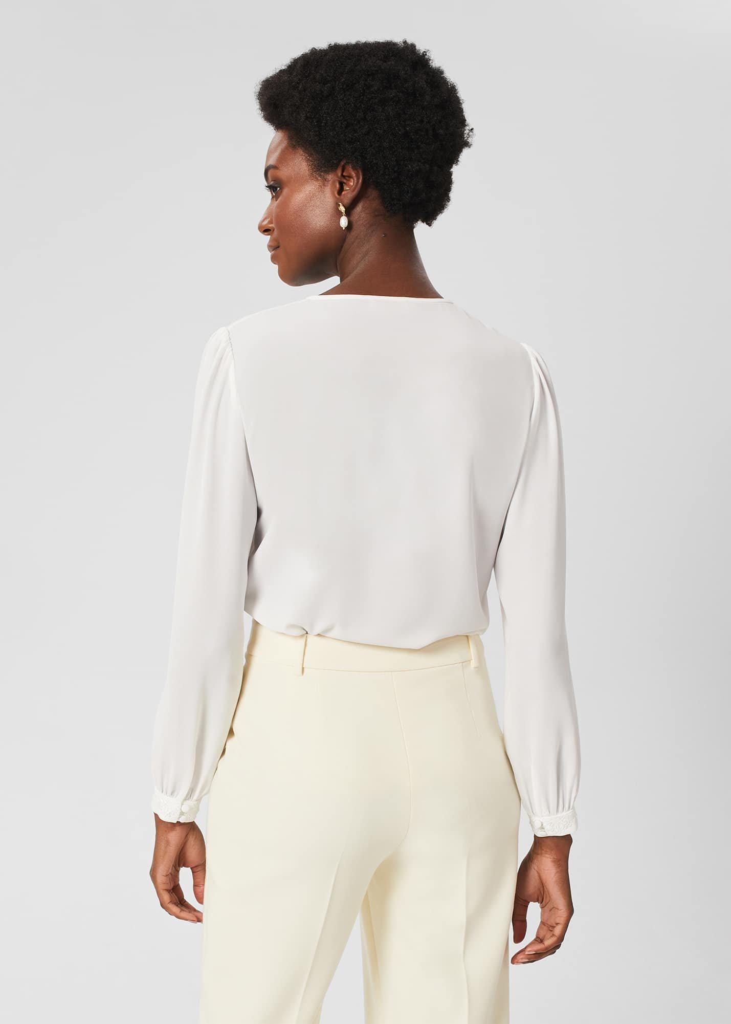 Leena Lace Trim Blouse, Ivory, hi-res