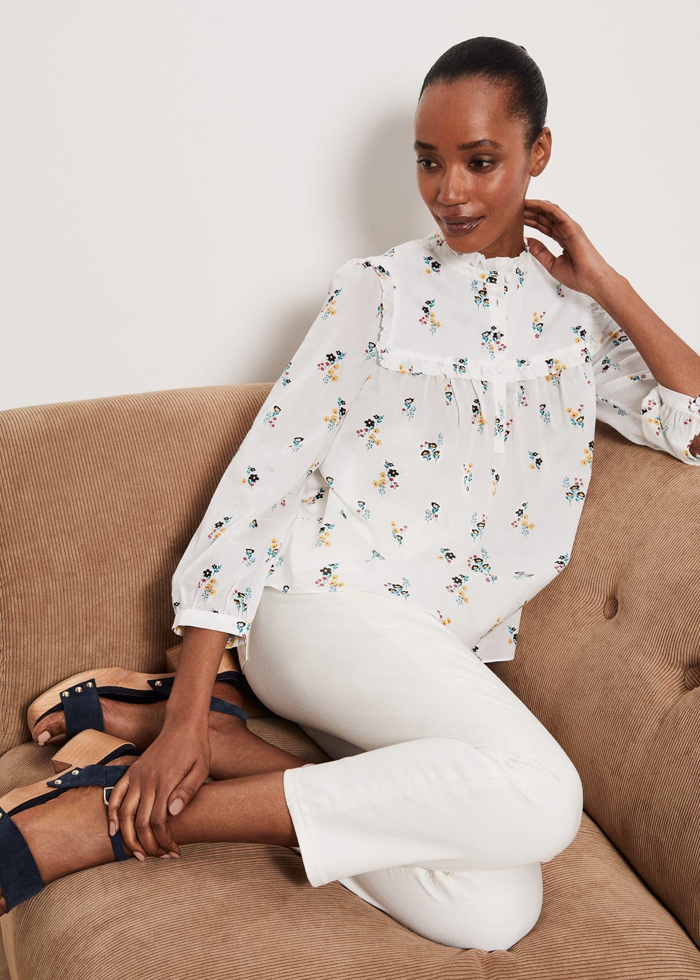 York Blouse, Ivory Multi, hi-res