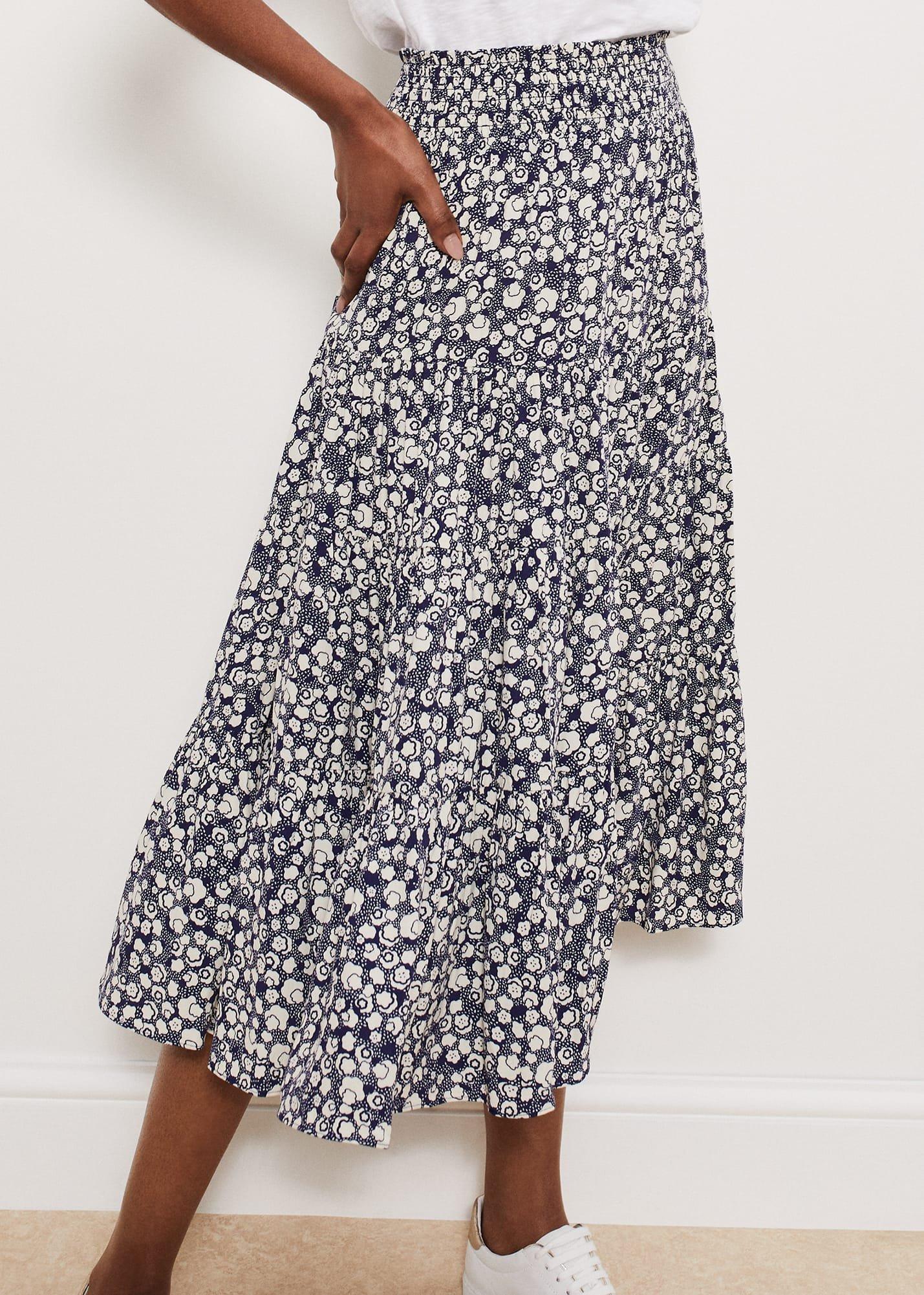 Cavendish Skirt, Navy Buttrcream, hi-res