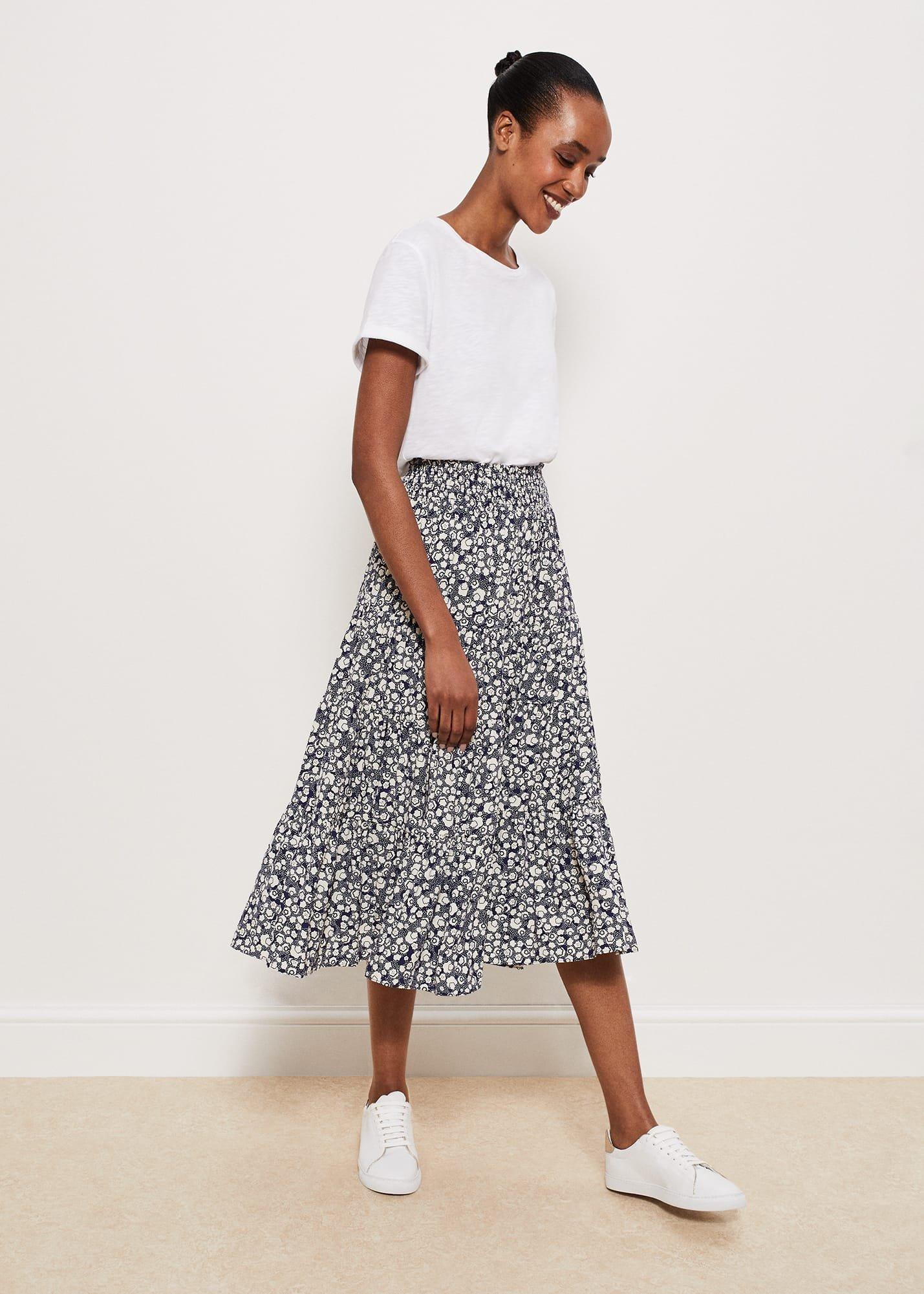 Cavendish Skirt, Navy Buttrcream, hi-res